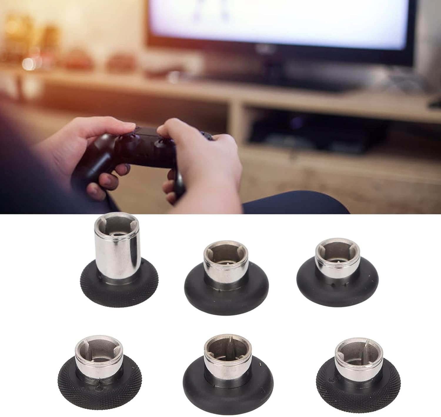Ejoyous 6 Pack Replacement Joysticks, Stainless Steel Grips, Multiple Heights Adjustable Removable Customizable, for X Box One Controller Series 2 (Model 1797 Only) image number 4