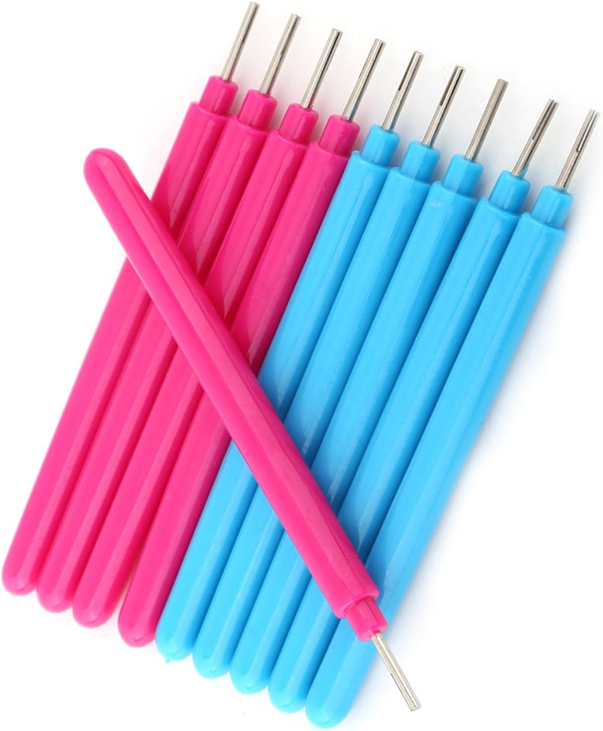Practical 10Pcs Papercarft Plastic Slotted Paper Quilling Tools DIY Handcraft Curling Pen for Rolling Colorful Papers Crafts Plastic Rose Red & Blue 10Pcs