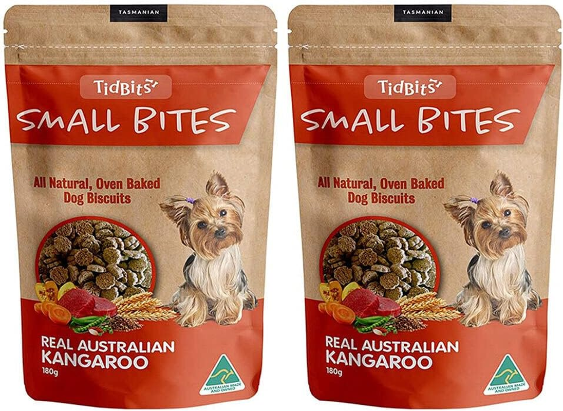 Tidbits Small Bites Real Australian Kangaroo Puppy Treats 180G - All Natural, Oven Baked Dog Biscuits
