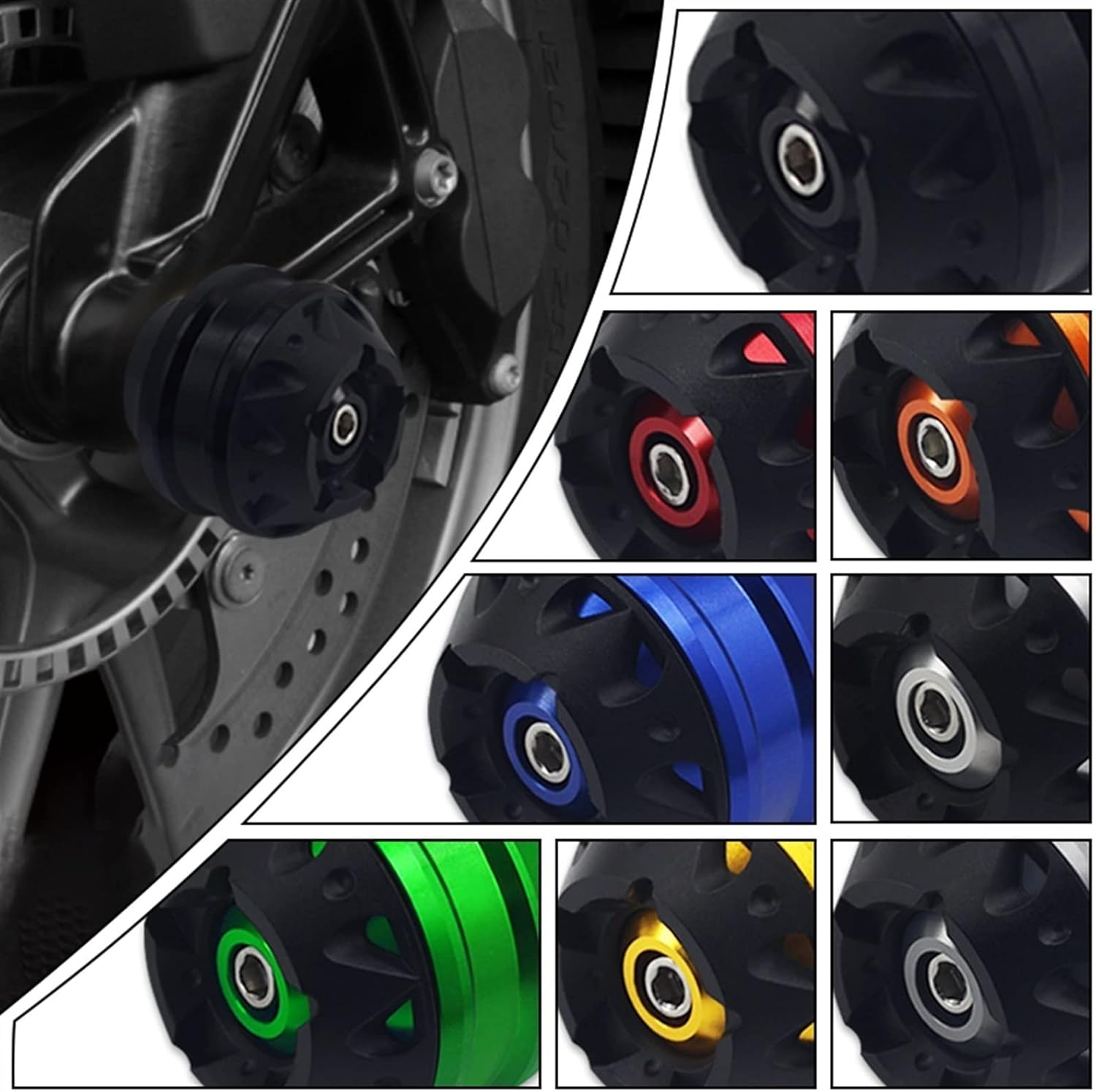 Motorbike Frame Sliders for Y┐Amaha MT-07 Tracer XSR700 MT07 TRACER XSR 700 Motorcycle Rear Front Wheel Fork Axle Sliders Crash Protector Pad Accessories (Color : Black, Size : Front) image number 2