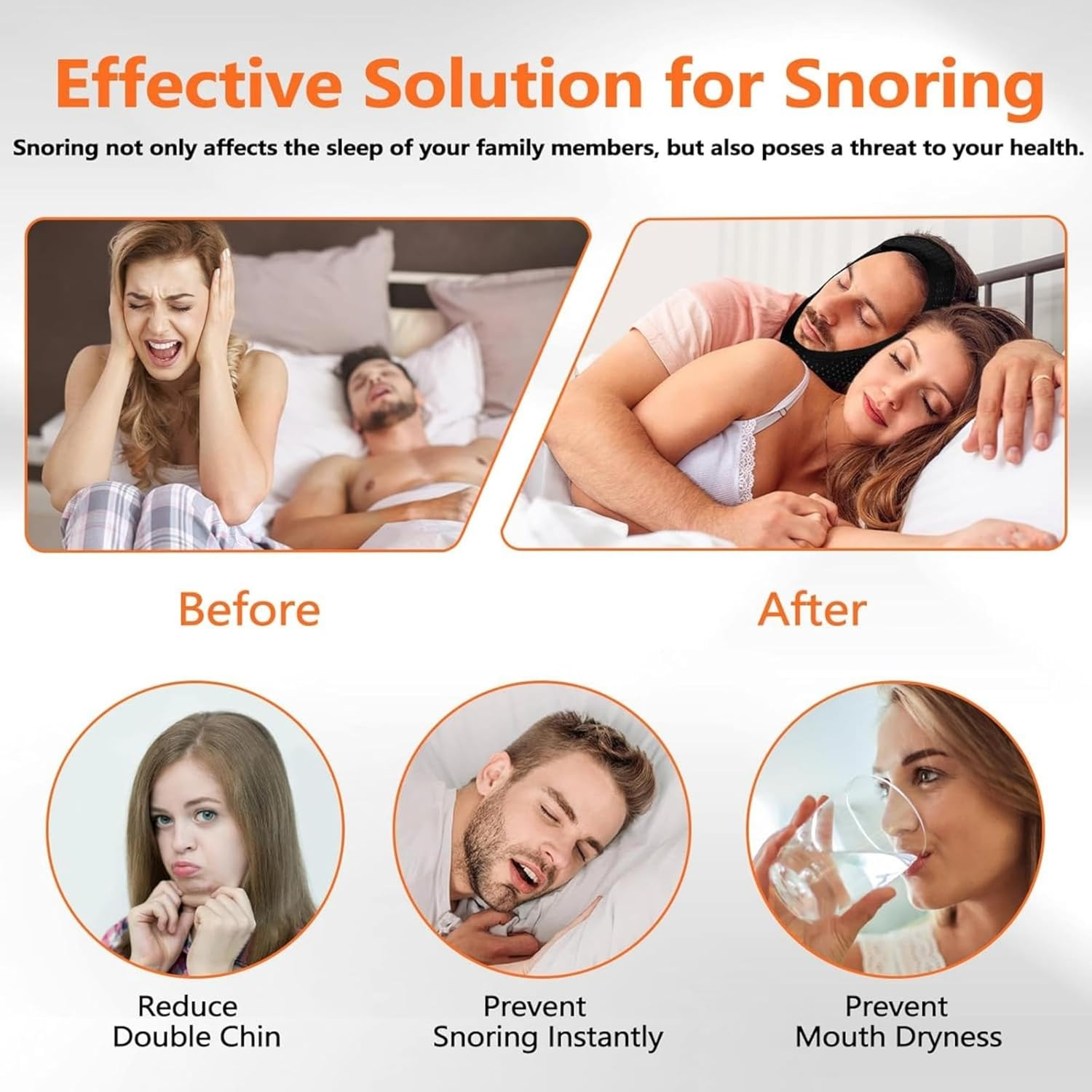 Upgraded anti Snore Device, anti Snore Chin Strap, Skin-Friendly, Breathable Chin Strap for Sleeping, Adjustable anti Dry Mouth Chin Strap image number 2