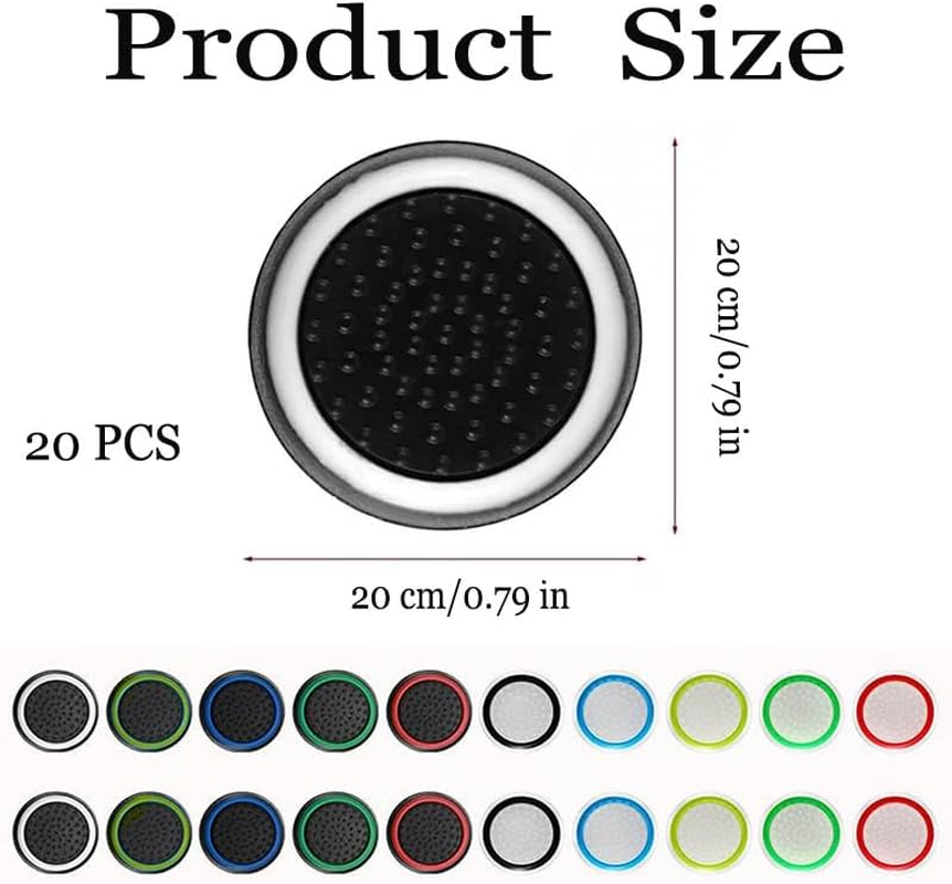 20Pieces Silicone Thumb Grip Caps,Analog Stick Joystick Controller Performance Thumb Grips Cap Compatible with PS5, PS4, Xbox One, Xbox Series X/S Controller Joystick Grips image number 1