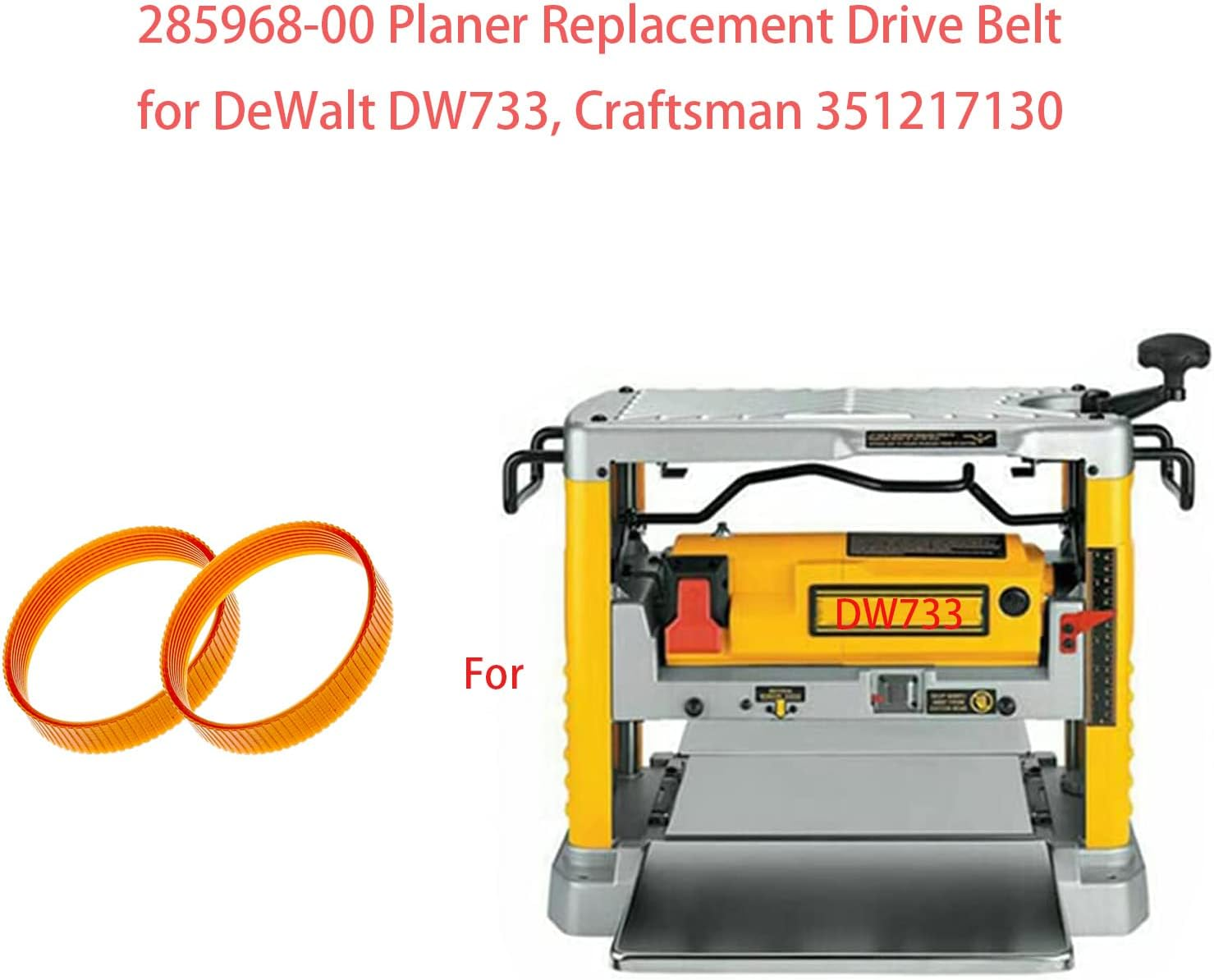 285968-00 Planer Drive Belt Replacement for Dewalt DW733, Craftsman 351217130-2 Pack Planer Drive Belt image number 3