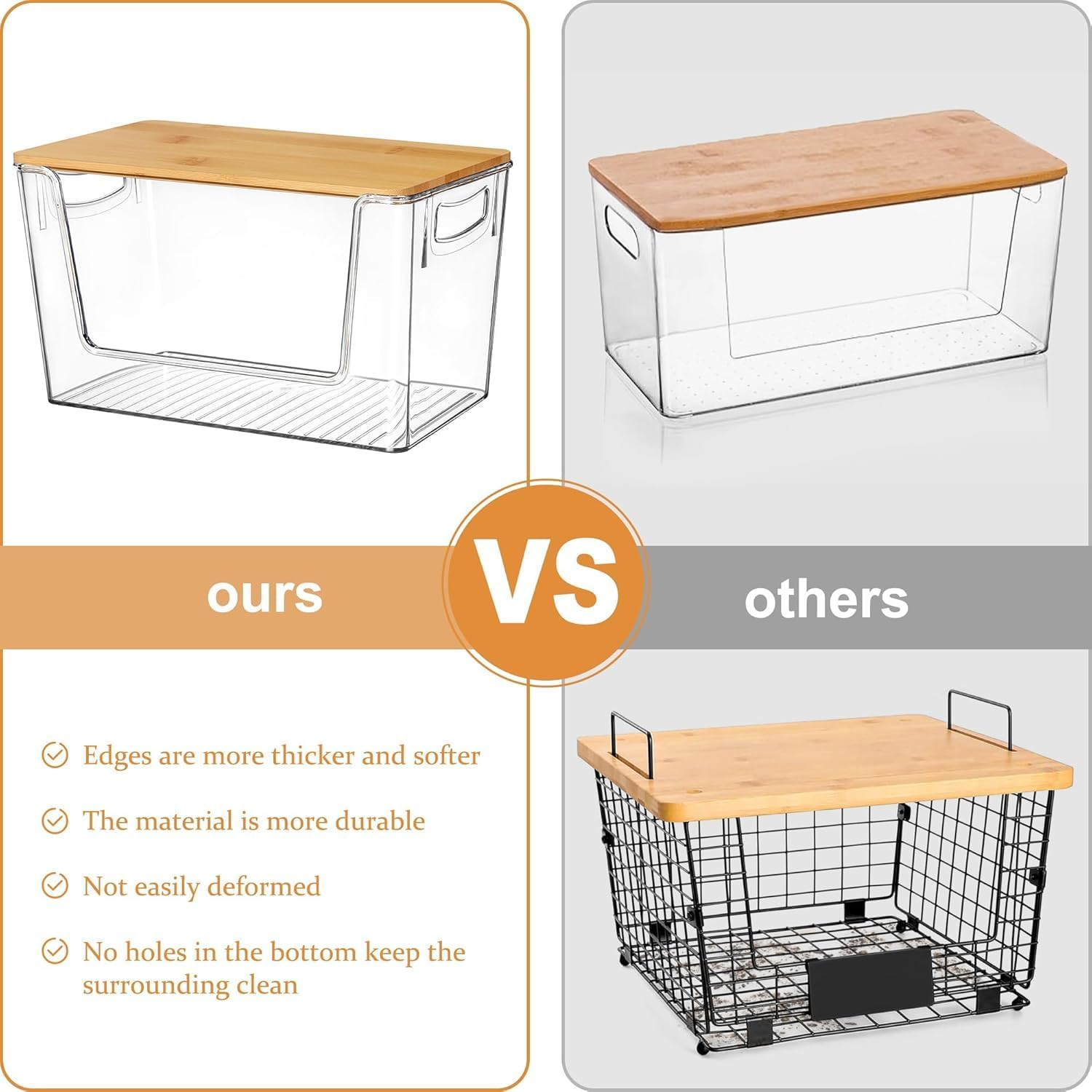 PKBD Pantry Organizers Storage, 2 Pack Stackable Kitchen Counter Bins for Onion Potato Garlic, Fruit Vegetable Produce Storage Space-Saving Countertop Organizer (30.5Cm&times;17.78Cm&times;17.78Cm）