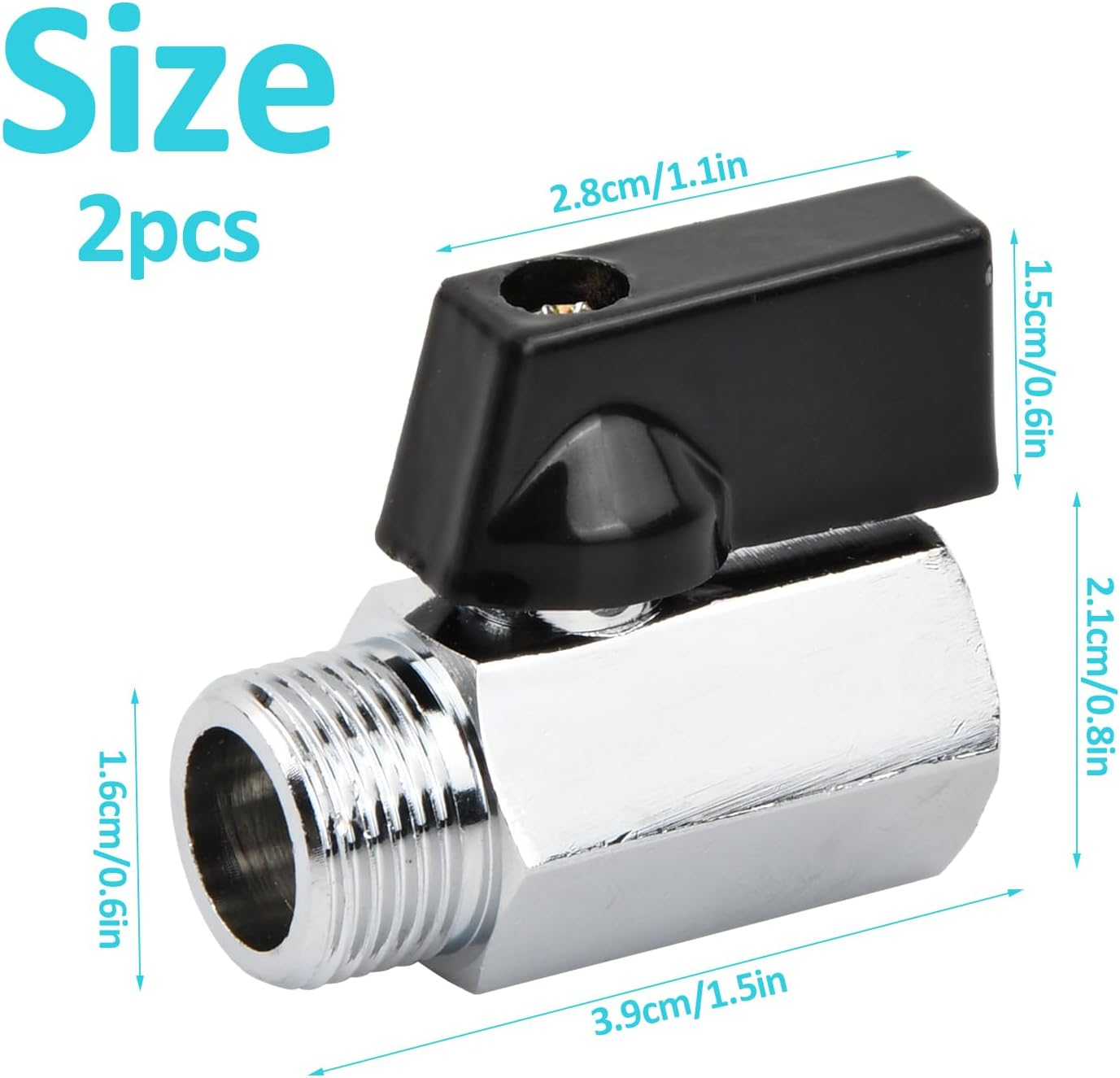 2 Pcs 3/8 NPT Brass Mini Ball Valve, NPT Female to Male Shut off Valve, Heavy Duty Nickel Plated Copper Mini Ball, for Pipe Coupler Connector, Black image number 1