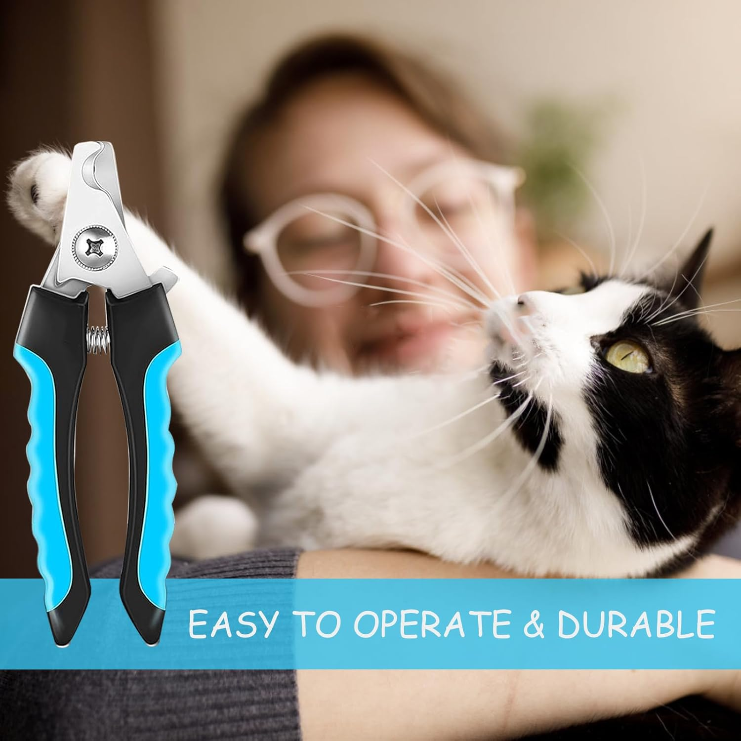 Flywave Claw Scissors for Cats and Dogs, Safe with Protection and Nail File, Ergonomic Design, Ideal for Small to Large Animals, Blue image number 5
