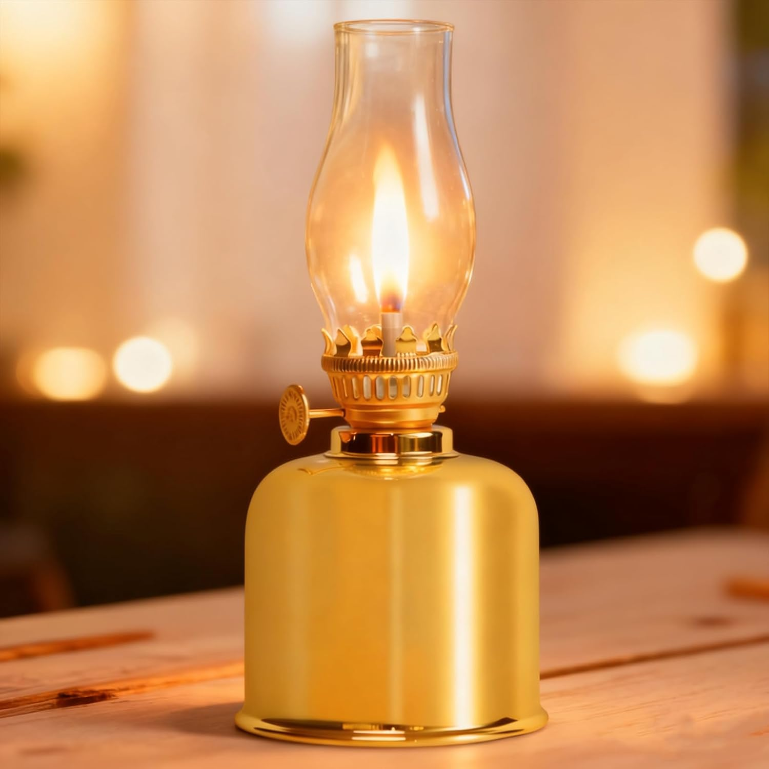 Petroleum Lamp for Indoor Use, Oil Lamp Lantern Metal, Oil Lamps Made of Glass Retro Nostalgia Transparent Adjustable Brightness Windproof Decorative Oil Lamp for Living Room Dining Room image number 2