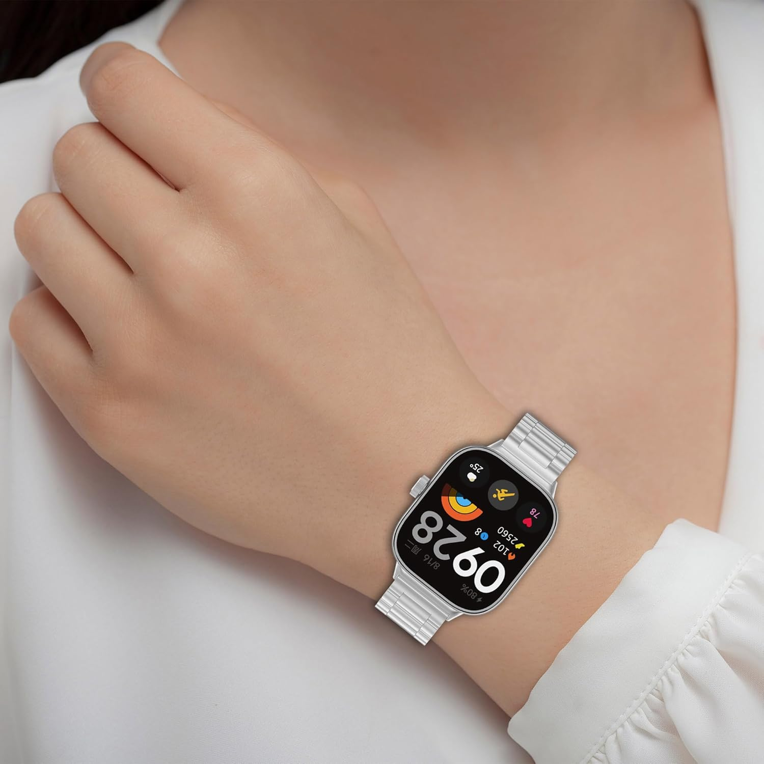 Chofit Stainless Steel Watch Bands for Xiaomi Smart Band 9 Pro/8 Pro Band, Metal Replacement Straps Bracelet Wristband for Mi Band 9 Pro/8 Pro Strap image number 3