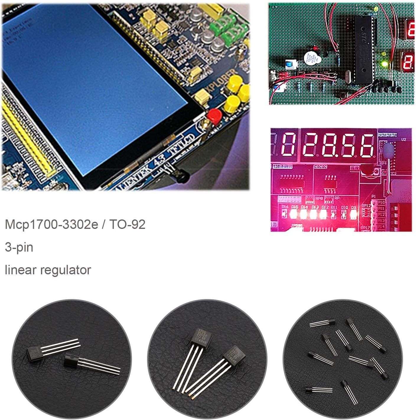 SING F LTD MCP1700-3302E/TO-92 LDO Linear Voltage Regulator 3-Terminals 250Ma Fixed Output Voltage Nom. 3.3V through Hole Pack of 10