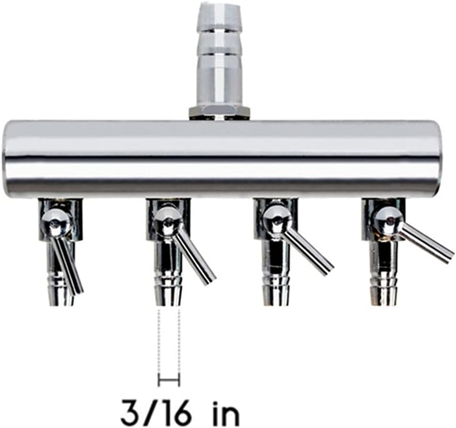 Bnafes Aquarium Air Valve 4 Way Inline Manifold Air Flow Pump Tubing Splitter Lever Control Valve