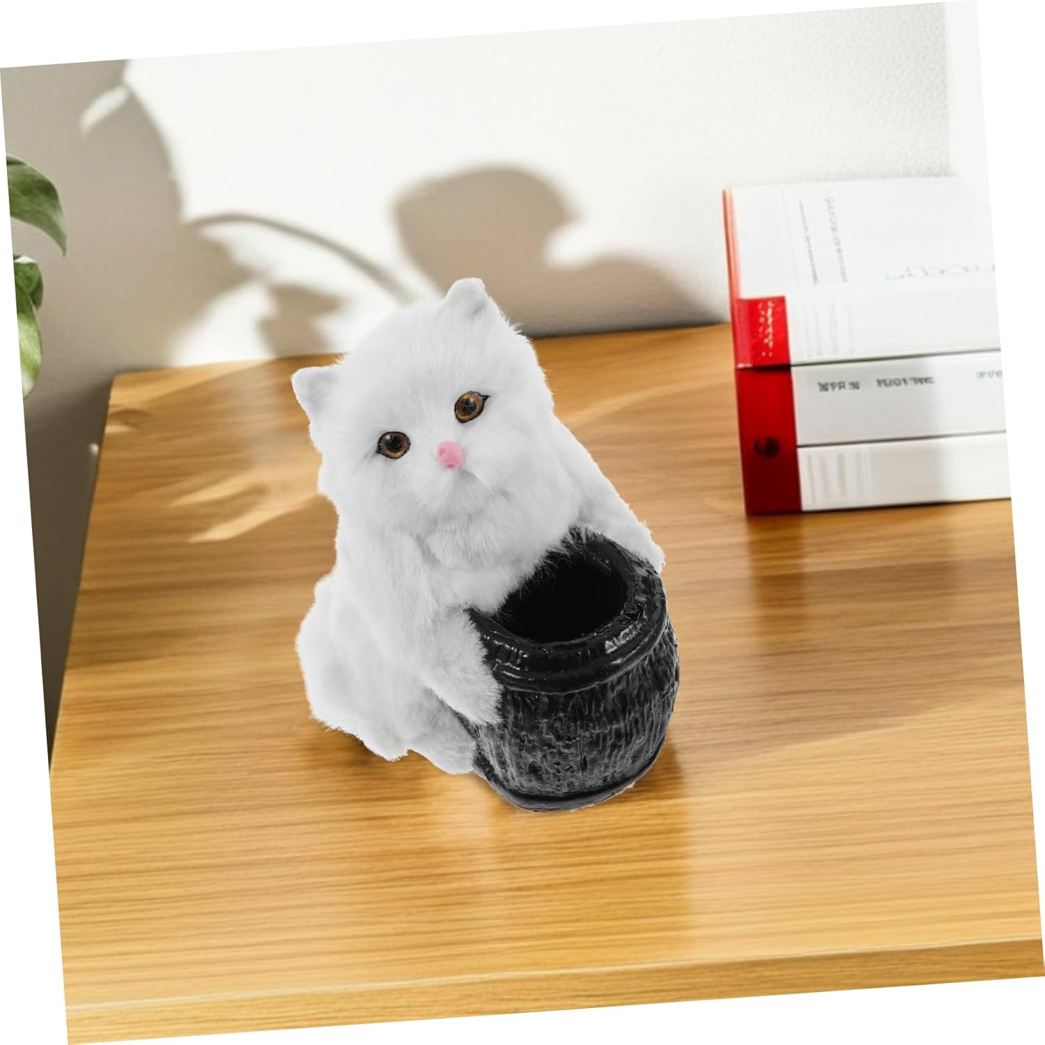 HYTROVE Cute Cat Plush Toy Pen Holder Desk Organizer Multifunctional Decorative Animal Storage Lifelike Design for Home Office for Cat image number 2