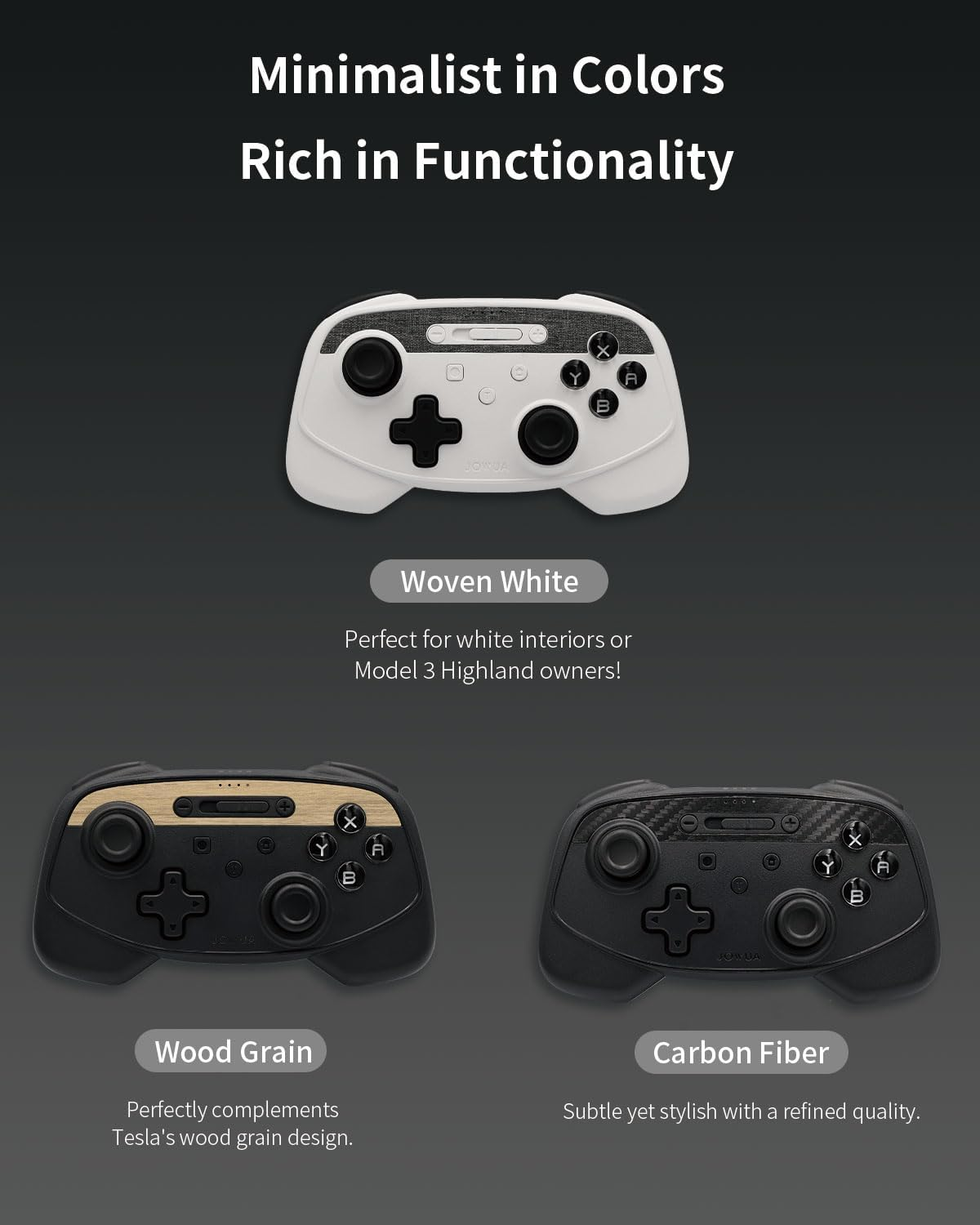 Jowua Multi-Device Wireless Controller Compatible for Tesla 2025 New Model Y Model 3/Y/S/X/Cybertruck Compatible for Switch, One Controller Set, SPECIAL PROGRAMMED and DESIGN for TESLA BLACK image number 2