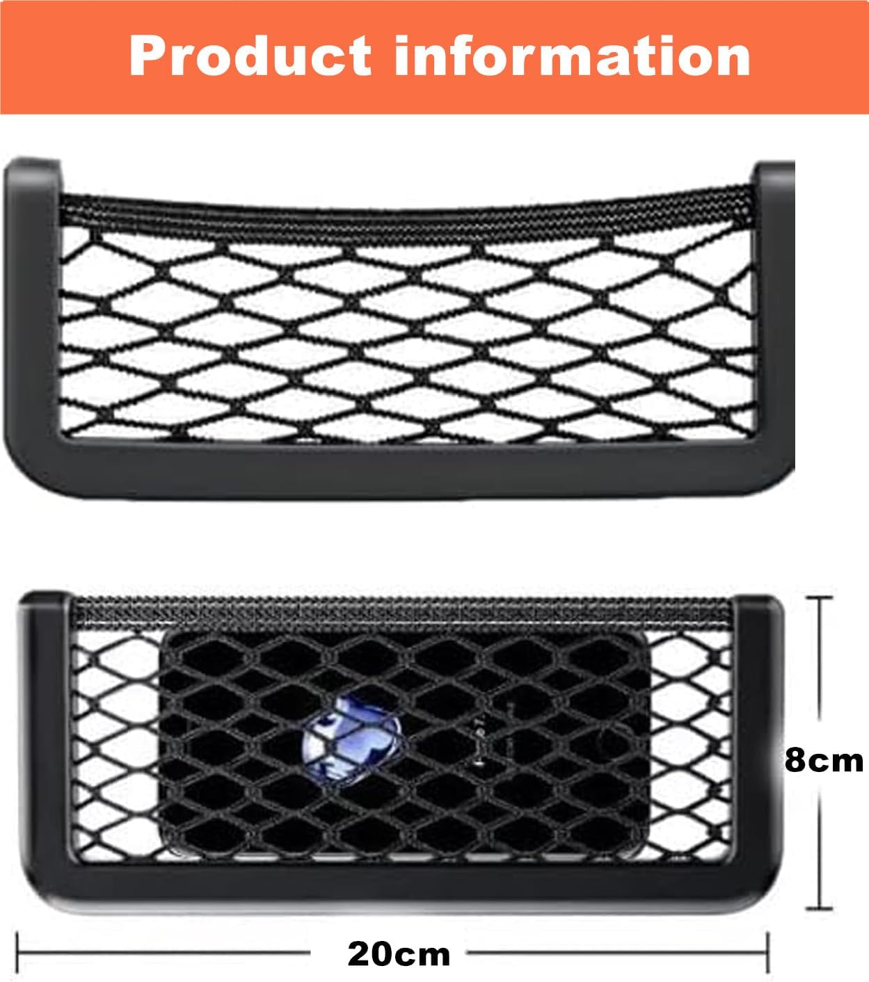4 Pack Car Net Pocket, Car Storage String Bag Net Pocket, Seat Side Back Netting Pouch, for Phones, Cards(20 X9 Cm)(Black) image number 1