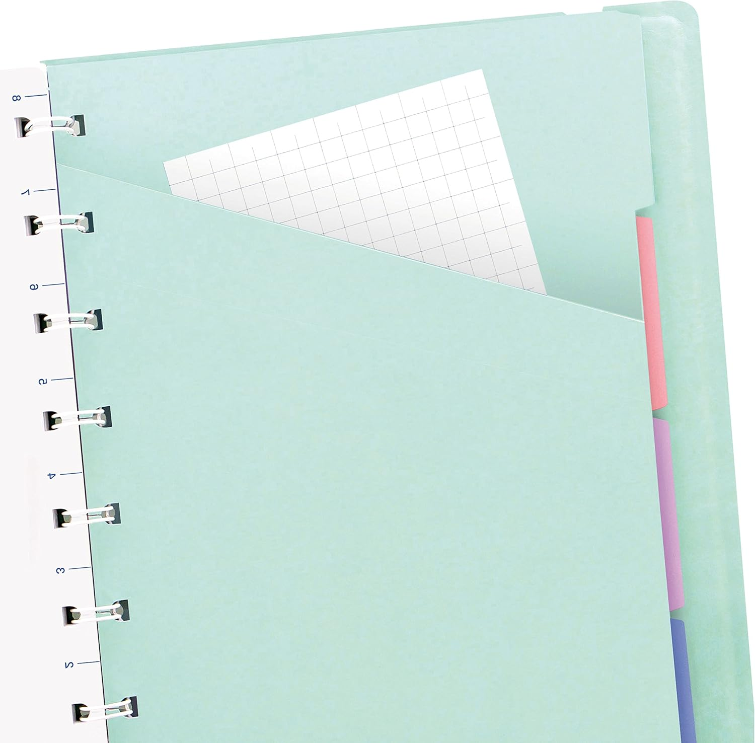 FILOFAX Refillable Pastel Notebook, A5 (8.25" X 5") Duck Egg - 112 Cream Moveable Pages - Index, Pocket and Page Marker (B115052U)