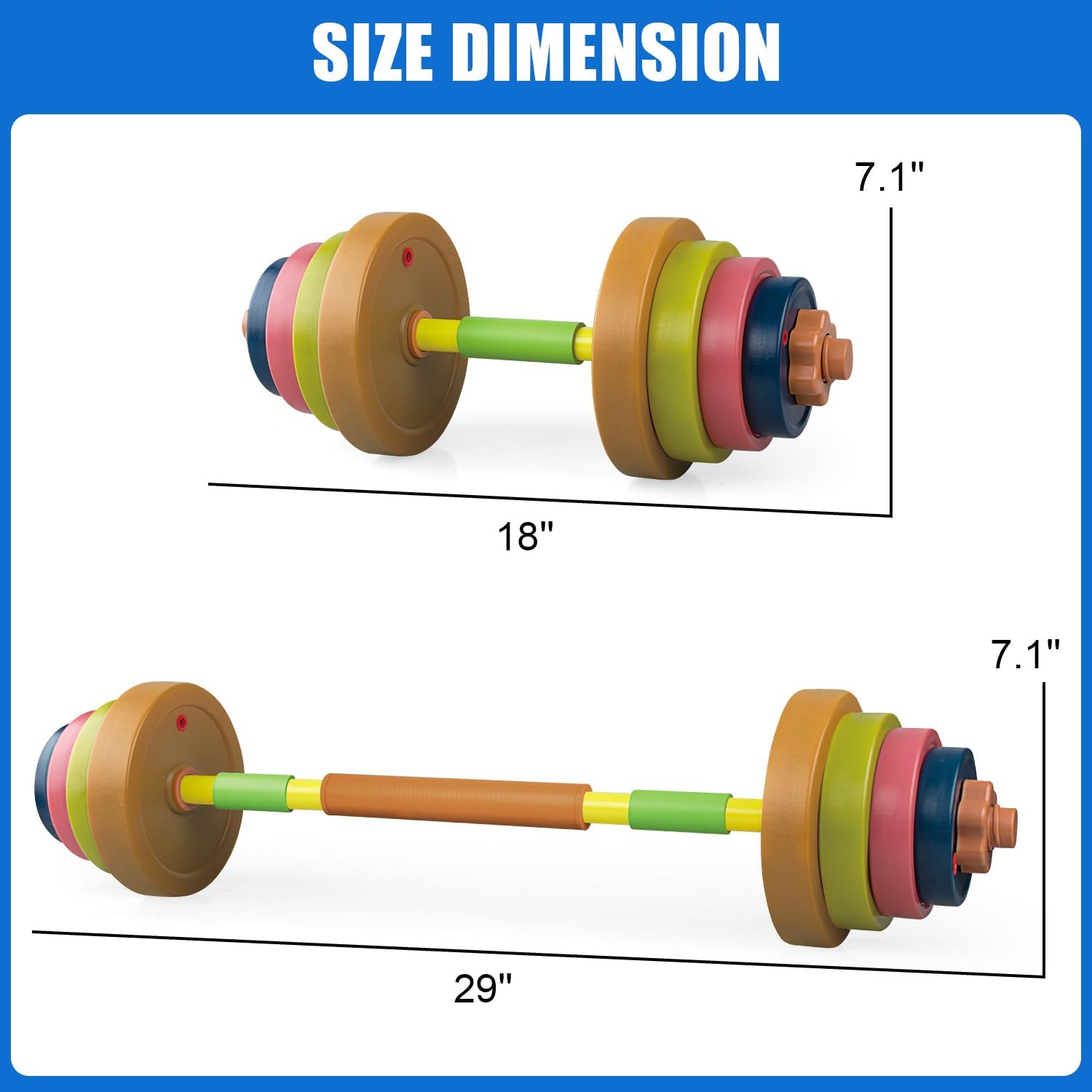 Hitish Kids Exercise Weight Set, 2-In-1 Barbell and Dumbbell Workout Equipment, Toddler Beginner Gym Toy for Pretend Play Lifting Exercise & Fitness, Adjustable Fill with Sand or Water image number 5