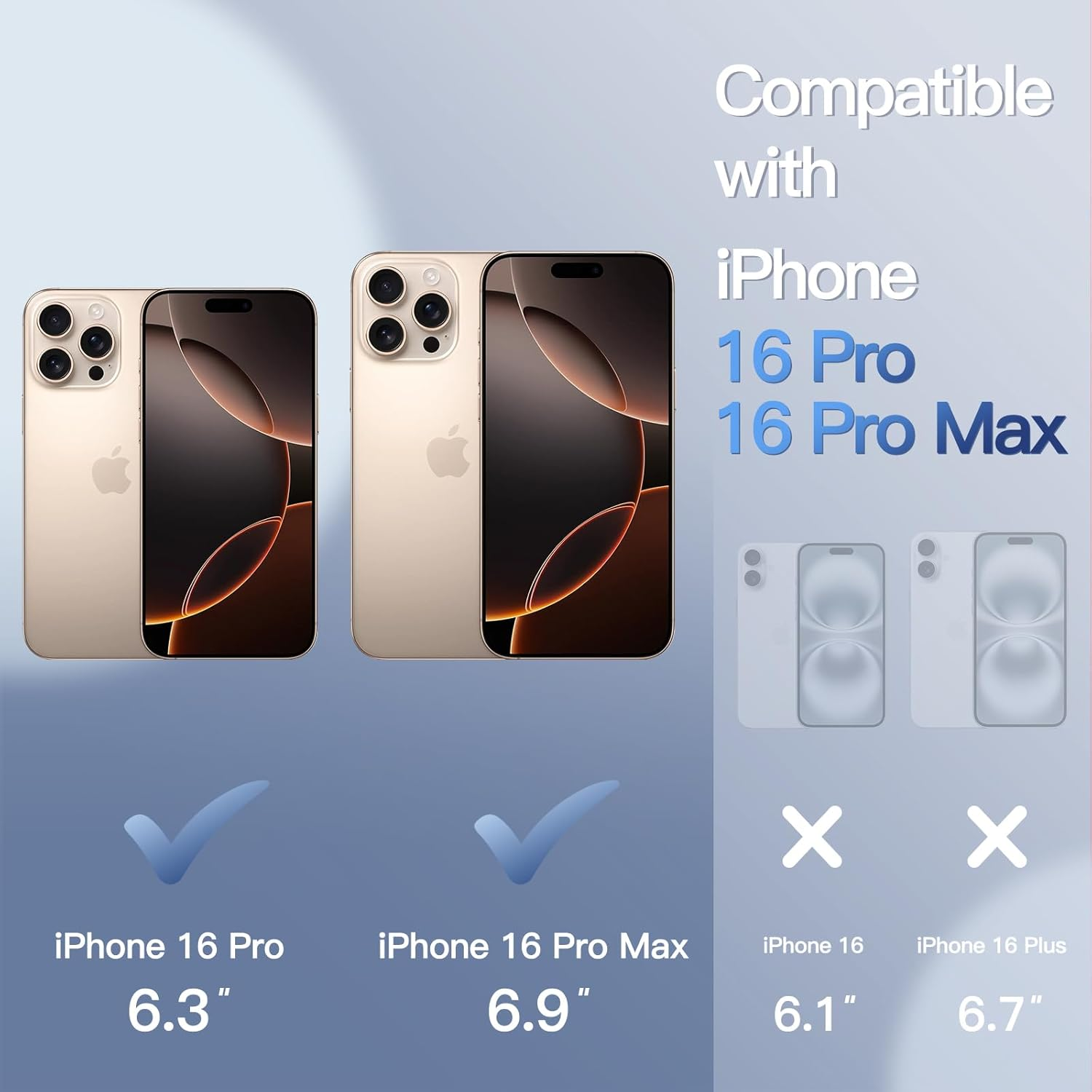 Jetech Camera Lens Protector for Iphone 16 Pro 6.3-Inch and Iphone 16 Pro Max 6.9-Inch, Bling Glitter Individual 9H Tempered Glass Metal Ring Cover, HD Clear, 1 Set (Desert Titanium) image number 6