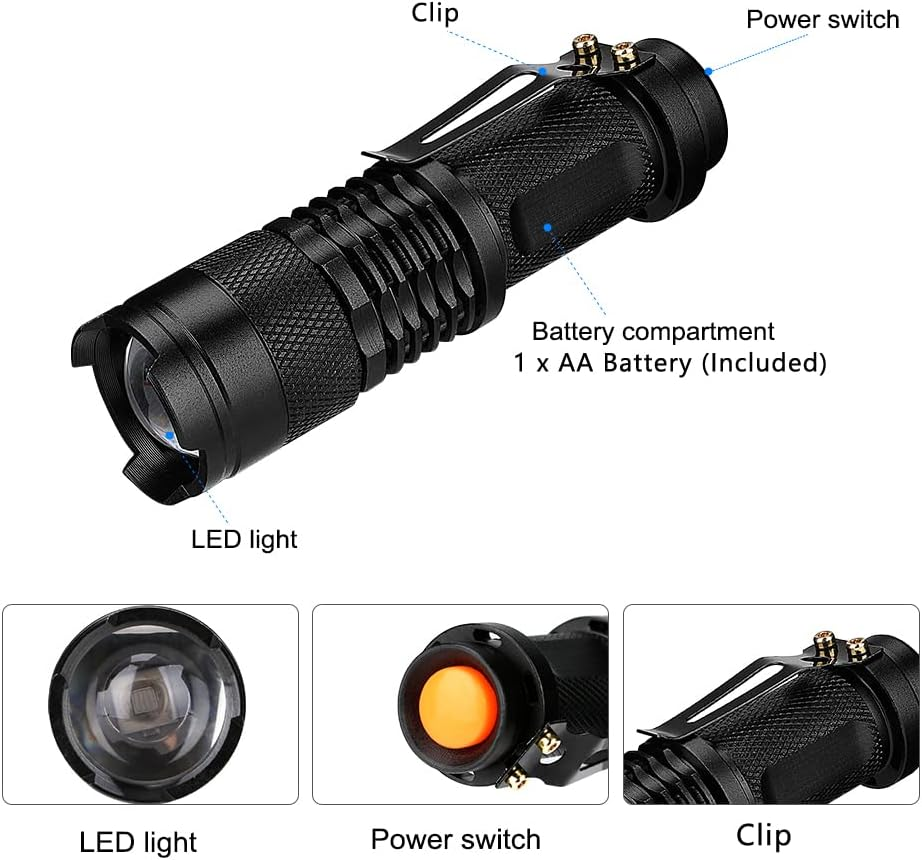 UV LED Blacklight Flashlight,Vagocom Pocket Zoomable Battery Operated Powered Ultraviolet Black Light with Clip 3Modes for Dog Cat Pet Stains,Work with Pet Odor Eliminator(Battery Included) image number 5