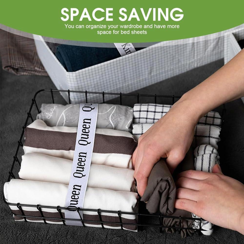 Chamgeco 10PCS Bed Sheet Organizer Bands, Elastic Bed Sheet Straps Organizer and Storage Label Bands, Linen Labels Bedding Bands Sheets Organizer Keepers for Closet, Bedroom, Dorm, Laundry Room image number 1