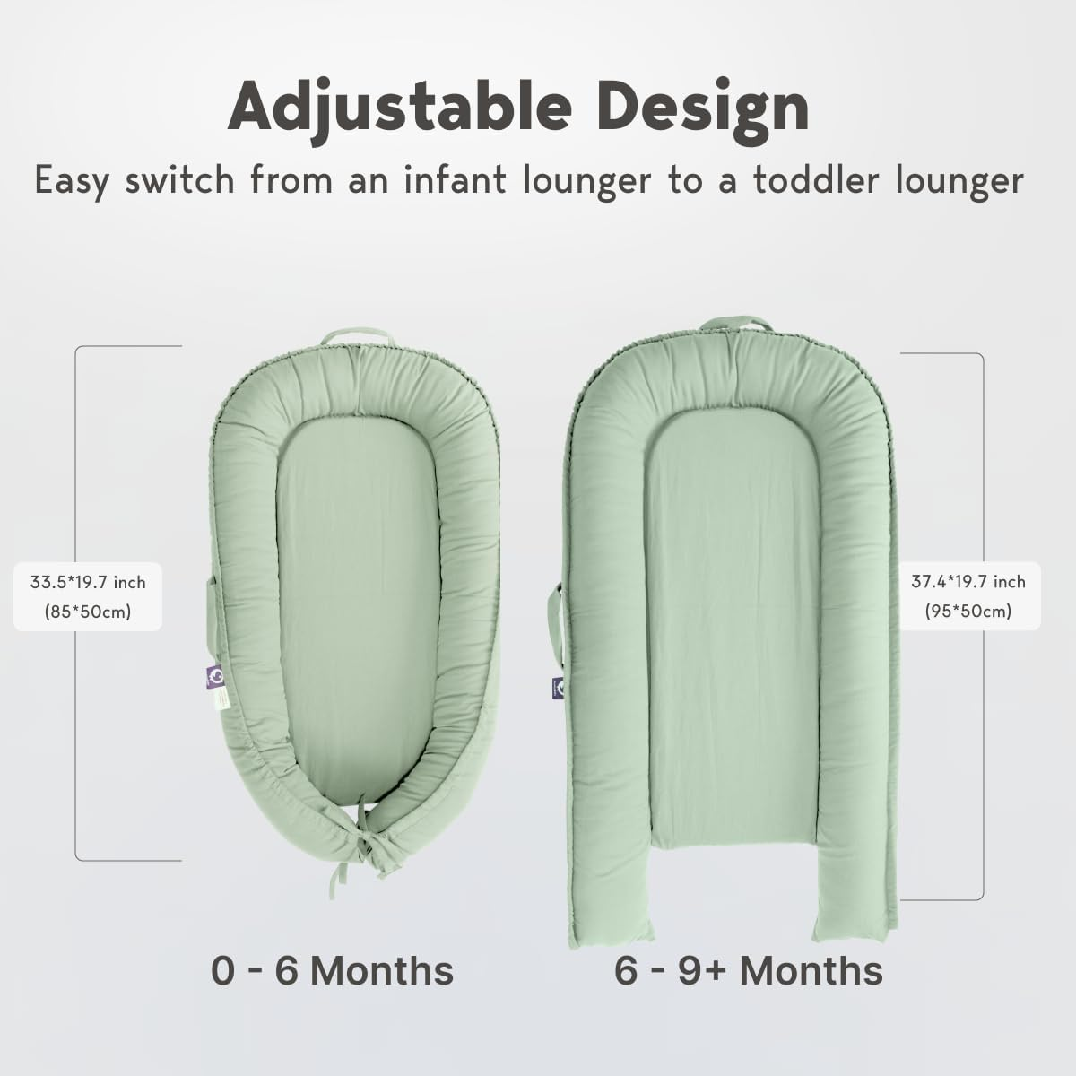 Coocoobaby Infant Lounger, Baby Nest Cover for Baby Girls & Boys, Newborn Essentials for Baby 0-12 Months, 100% Cotton Breathable, Co Sleeper Portable Travel Bed (Spring_Green) image number 4