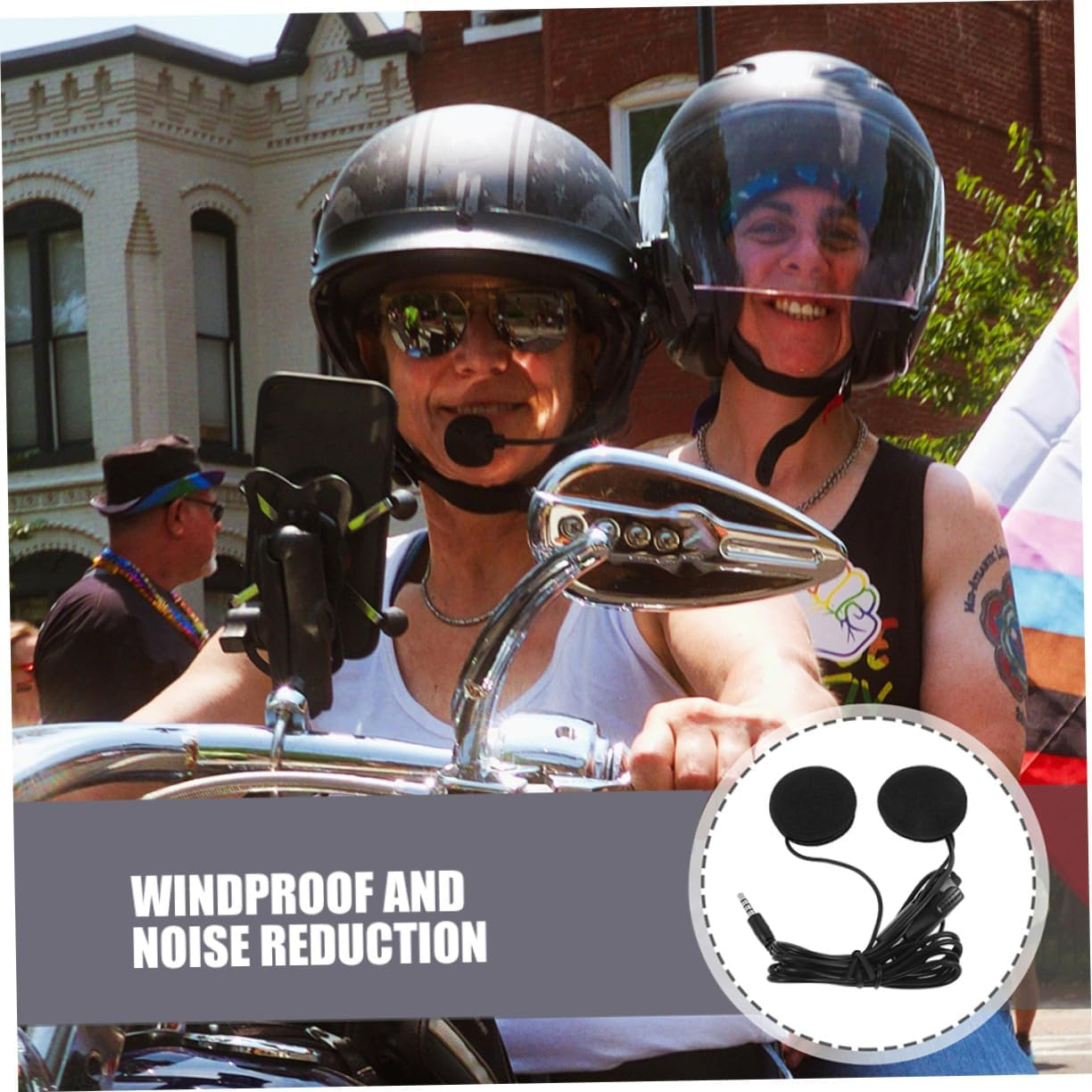 Cabilock 2Pcs Motorcycle Helmet Headphones Plug Black for Rider Gps Navigation and Outdoor Riding image number 2