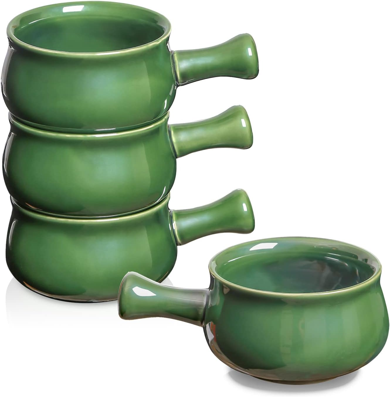 Vicrays French Onion Soup Bowls with Handles, 26 Ounce for Soup, Chili, Beef Stew, Chip Resistant, Dishwasher Microwave Safe, Set of 4 (Blue)