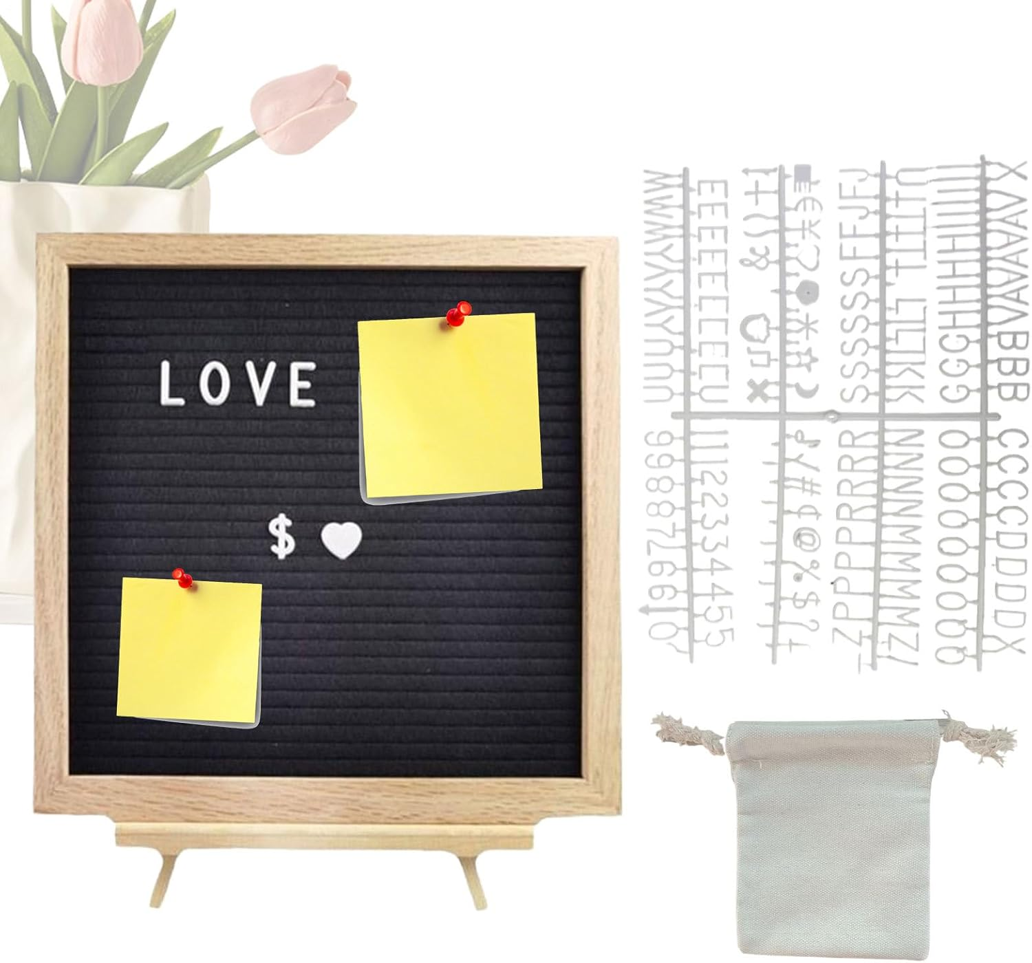 Letter Board | Wood Felt Announcement Letterboard,Changeable Rustic Message Board for School Classroom Baby Room Classroom Nursery Restaurant Barber Wedding