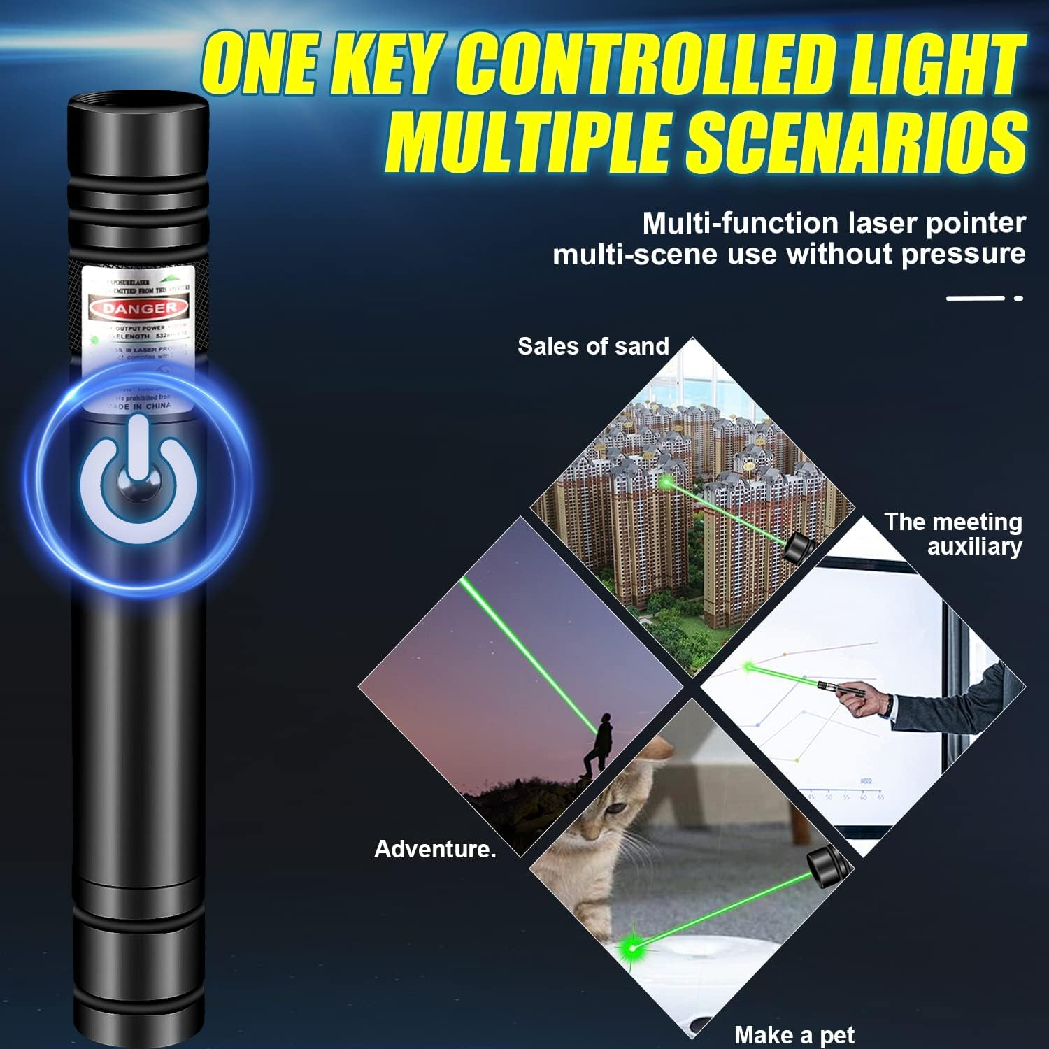 High Power Green Laser Pointer Rechargeable Flashlight with Laser Pointer Long Range Laser Pointer for Astronomy Construction and Outdoor Adventure image number 6