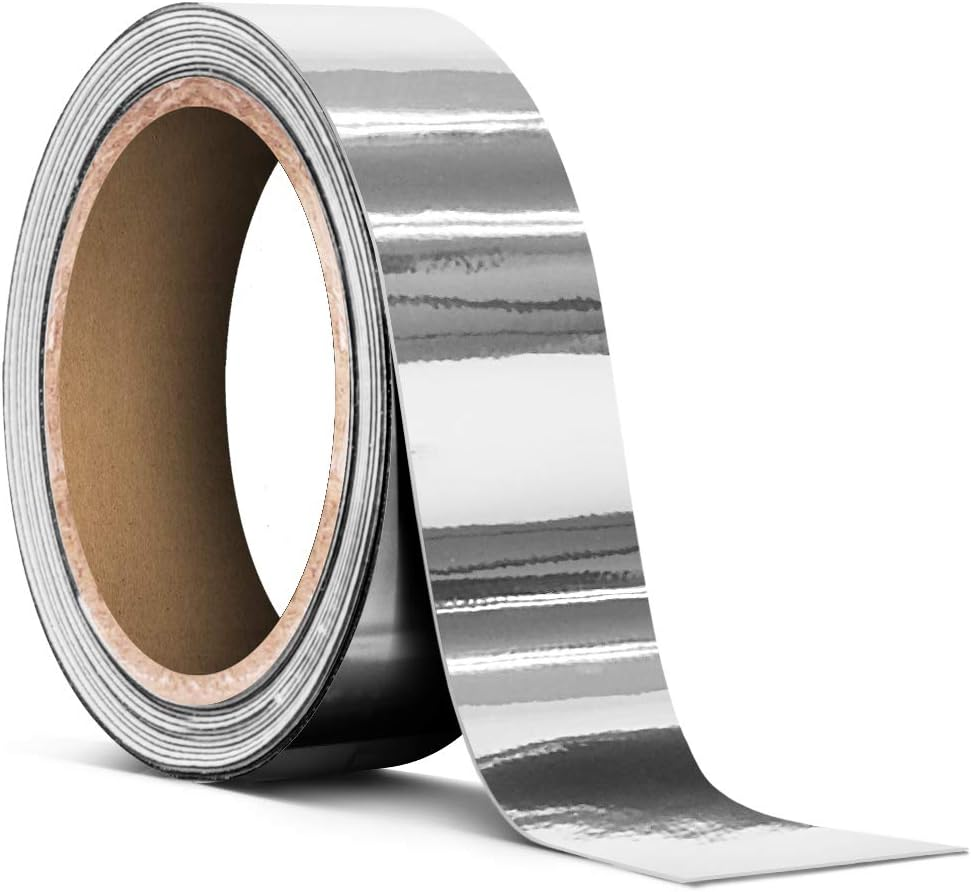 Vvivid Gloss Silver Chrome Air-Release Vinyl Adhesive Tape Roll (1 Inch X 25Ft) image number 4