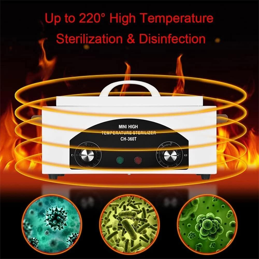 Partsable 2L 220V Dry Heat Sterilizer High Temperature Nail Tool Sterilizer W/Timer CH-360T Salon Equipment for Sundry Beauty Hair Metal Tools 300W with Handle image number 2