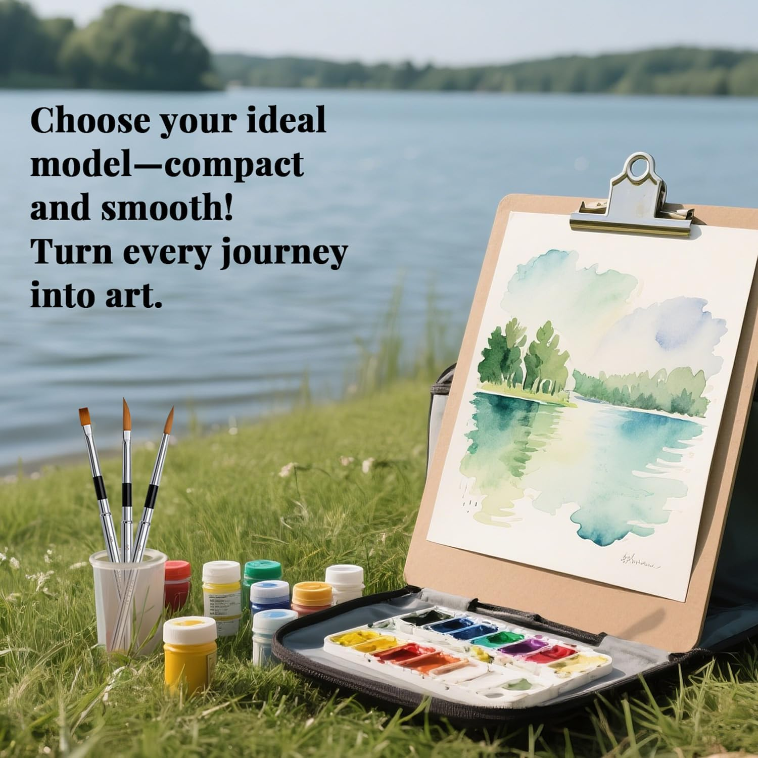 Travel Paintbrush Brushes, 3Pcs Watercolor Travel Brushes with Leather Pouch - Fine Point Rounds Flat for Watercolor Gouache Ink Painting image number 6