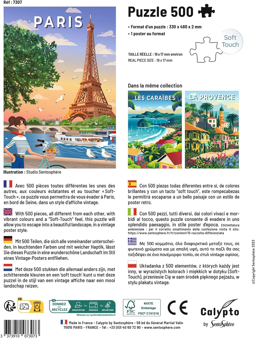 Sentosph&egrave;re - Calypto - Puzzle 500 Pieces Paris - from 8 Years - Ref 7307 image number 4