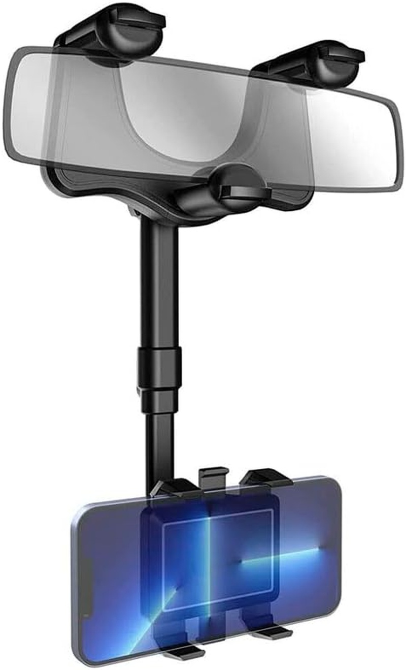 360&deg; Car Rear View Mirror Mount Holder Multifunctional Universal Phone Stand image number 3