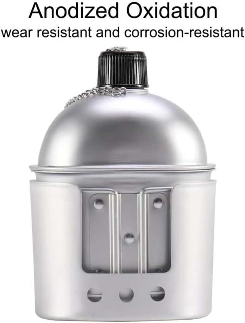 Military Canteen Set of 4, Canteen Cup Stove Pouch Kit, Multi-Functional Water Bottle, Portable Aluminum Cookware Kit, for Outdoor Camping Survival Hiking Backpacking image number 6