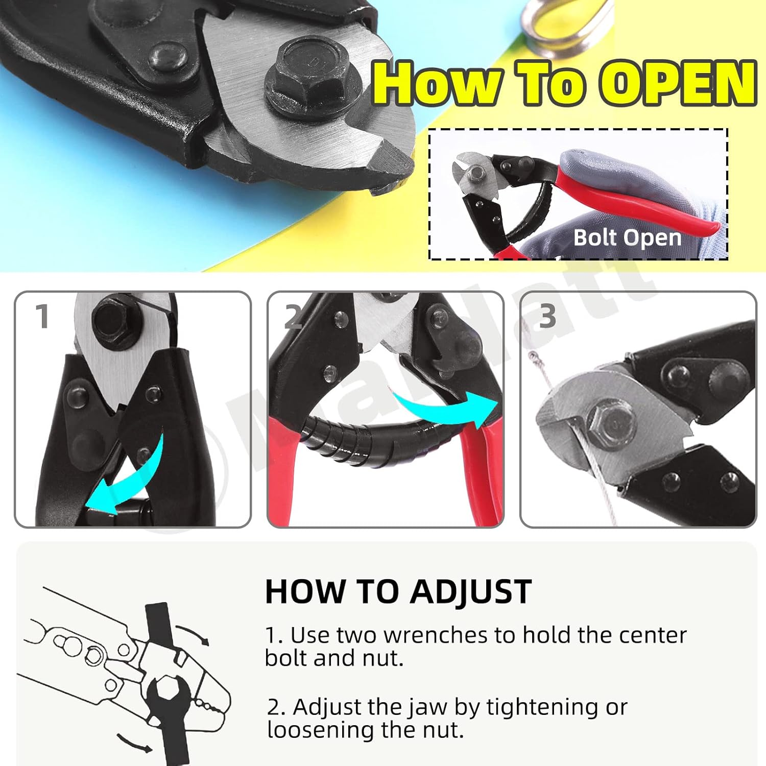 Mardatt 117Pcs Cable Wire Cutter Set Includes 8" Cable Cutter, 5 Sizes Aluminum Crimping Loop Sleeve & Wire Cable Thimbles and Anti-Cutting Gloves image number 2
