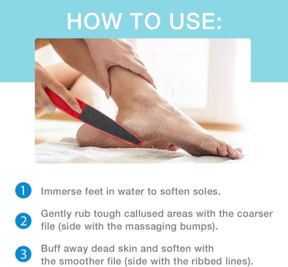 Flowery Original Swedish Clover Red Foot File, Pedicure Foot Scrubber, 60/100 Grit - RED image number 2