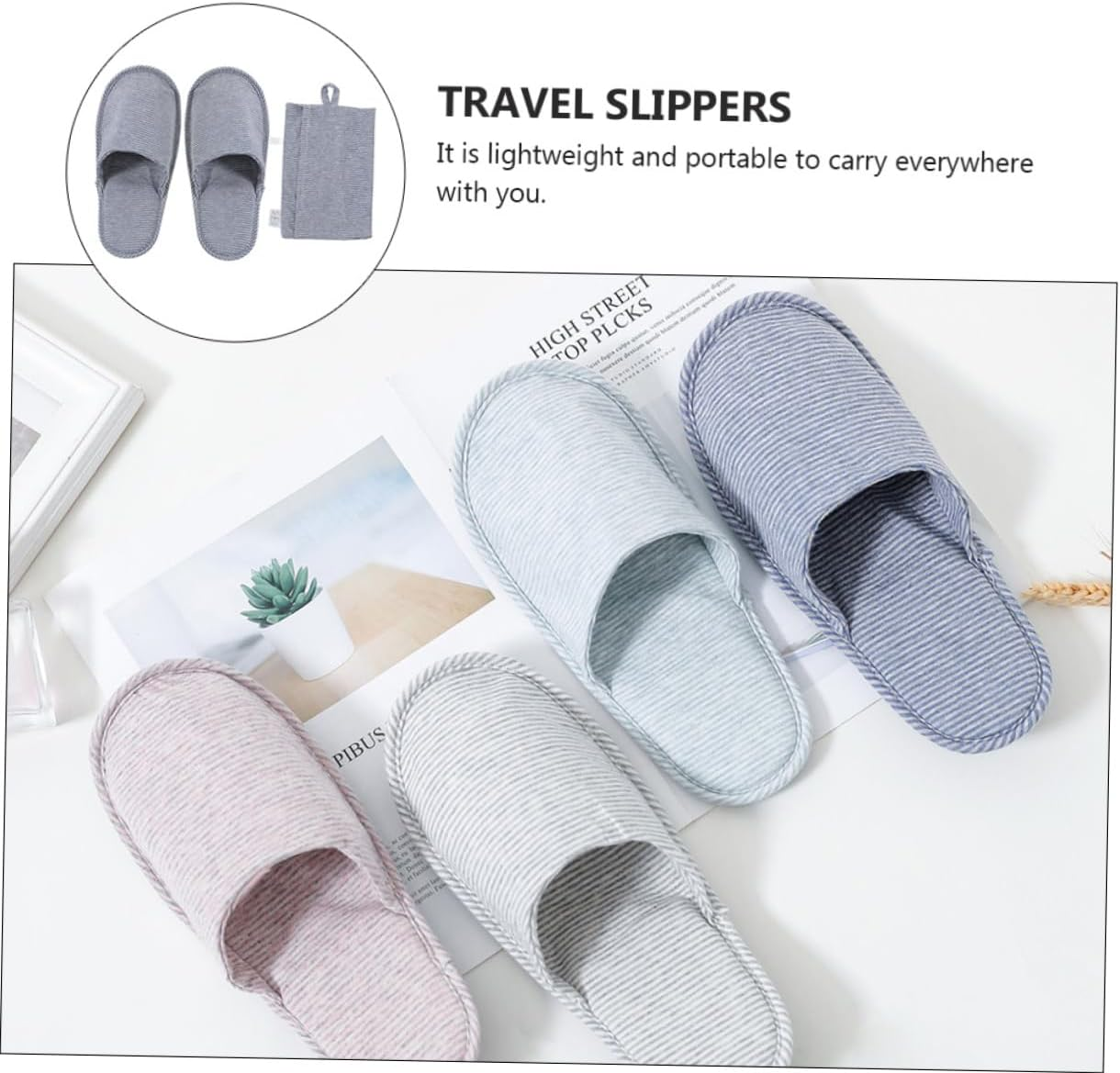 FOYTOKI Travel Slippers Folding Portable Cotton Soft Sole Lightweight Unisex Thin Design Foldable Hotel Slippers for Plane Trips and Indoor Use image number 6