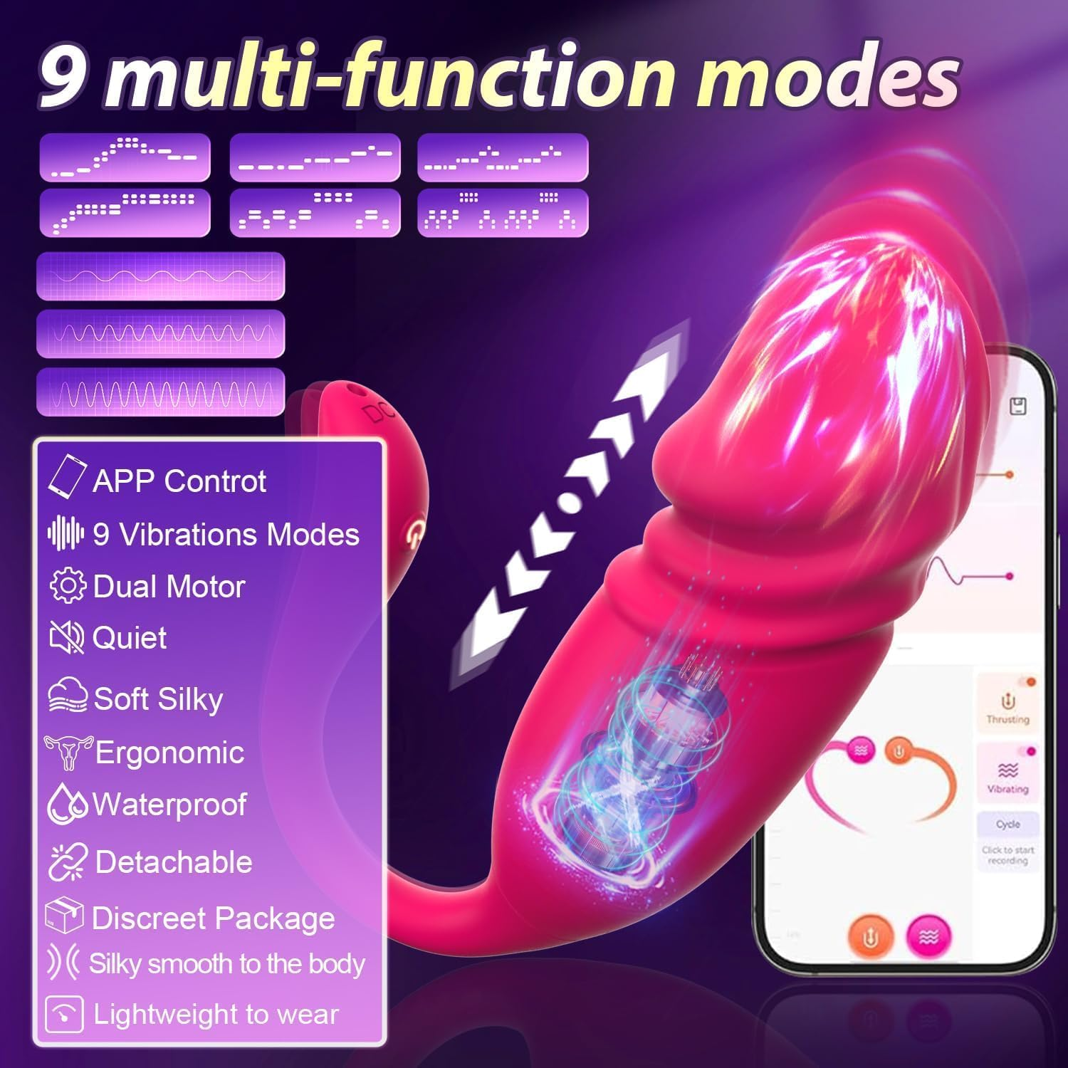 Vibrator Adult Sex Toys App Remote Control G Spot Wearable Vibrators Long Distance Egg Vibrator Wireless Bluetooth Rechargeable Wearable for Female Couples Clitoral Stimulator Sexual Pleasure Tools for Women (Rose Red) image number 3