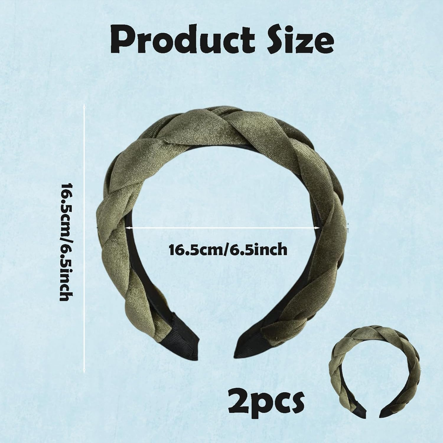 Pack of 2 Vintage Dirndl Headbands, Cross Braid, Fashion Headband Green for Makeup, Face Wash and Headpiece image number 4