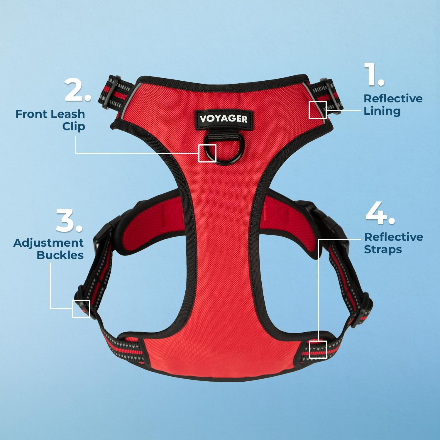 Best Pet Supplies Voyager Dual Attachment Outdoor Dog Harness and Leash Bundle by Best Pet Supplies | No-Pull Pet Walking Vest Harness - Red Lattice, M (Chest: 22-27") image number 2