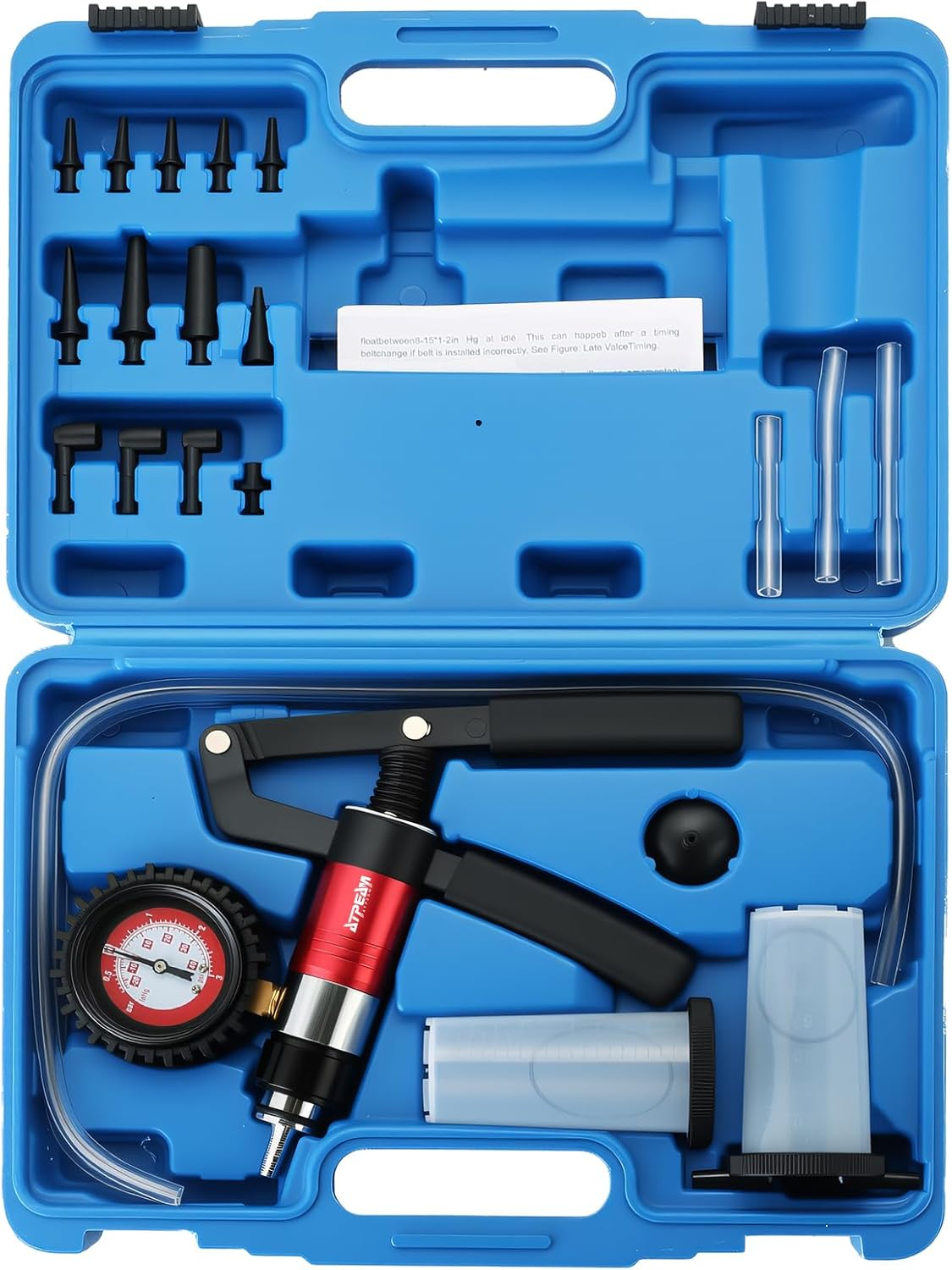 ATPEAM 21PCS Brake Bleeder Kit Hand Held Vacuum Pressure Pump Tester with Adapters One-Man Brake Clutch Fluid Oil Bleeding System Tool
