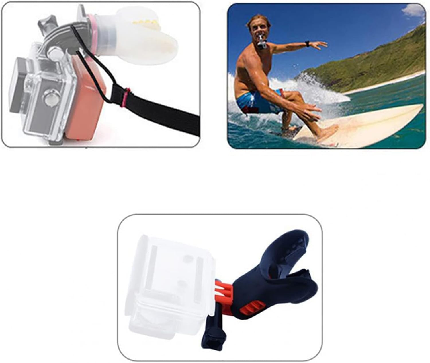 Yieidui Mouth Mount Conspicuous Portable Camera Accessories Surfing Mouthpiece Bite for 7/6/5 Action Cameras