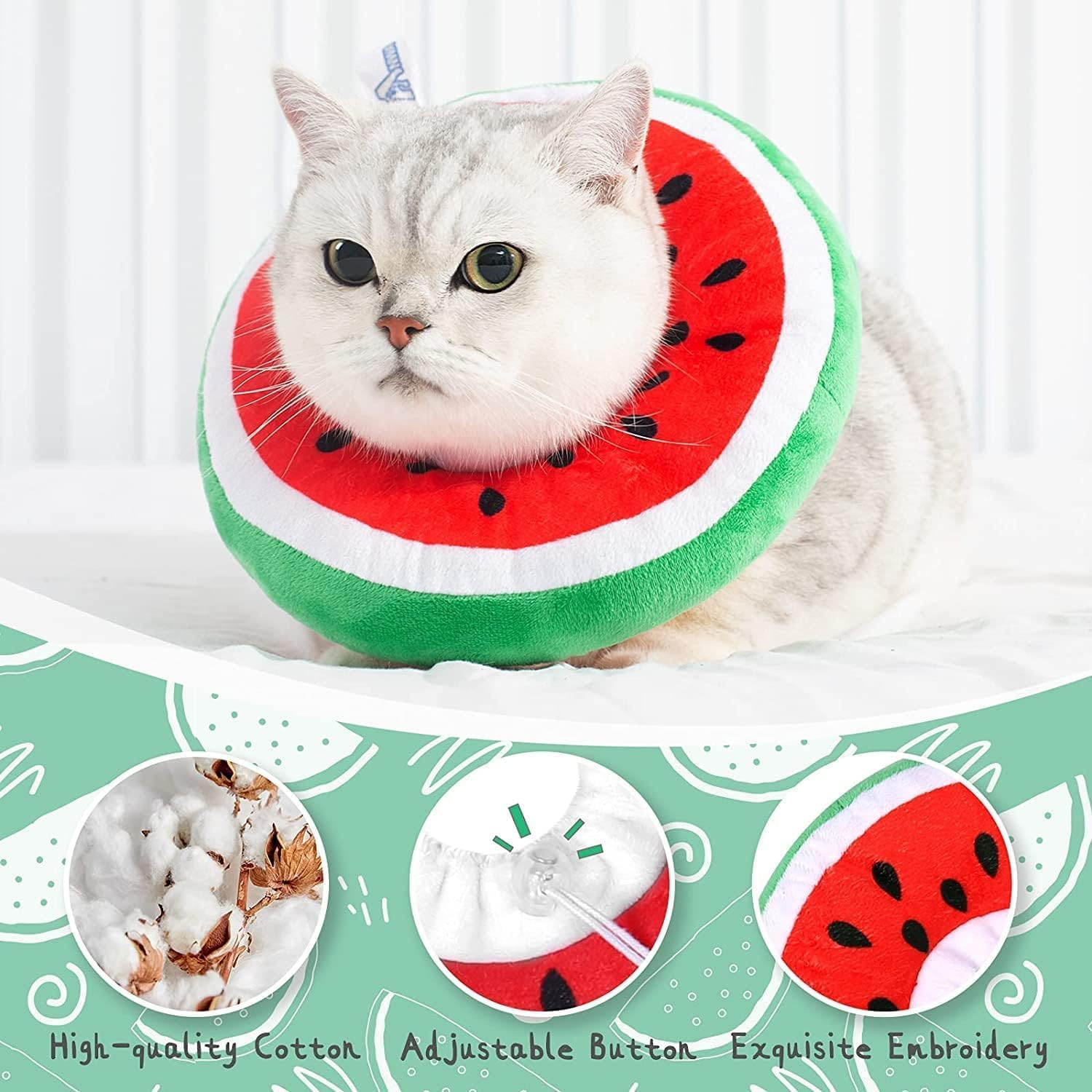 Adjustable Cat Recovery Collar, Cute Adjustable Cat Cone Collar Soft after Surgery for Kittens (Large) image number 4