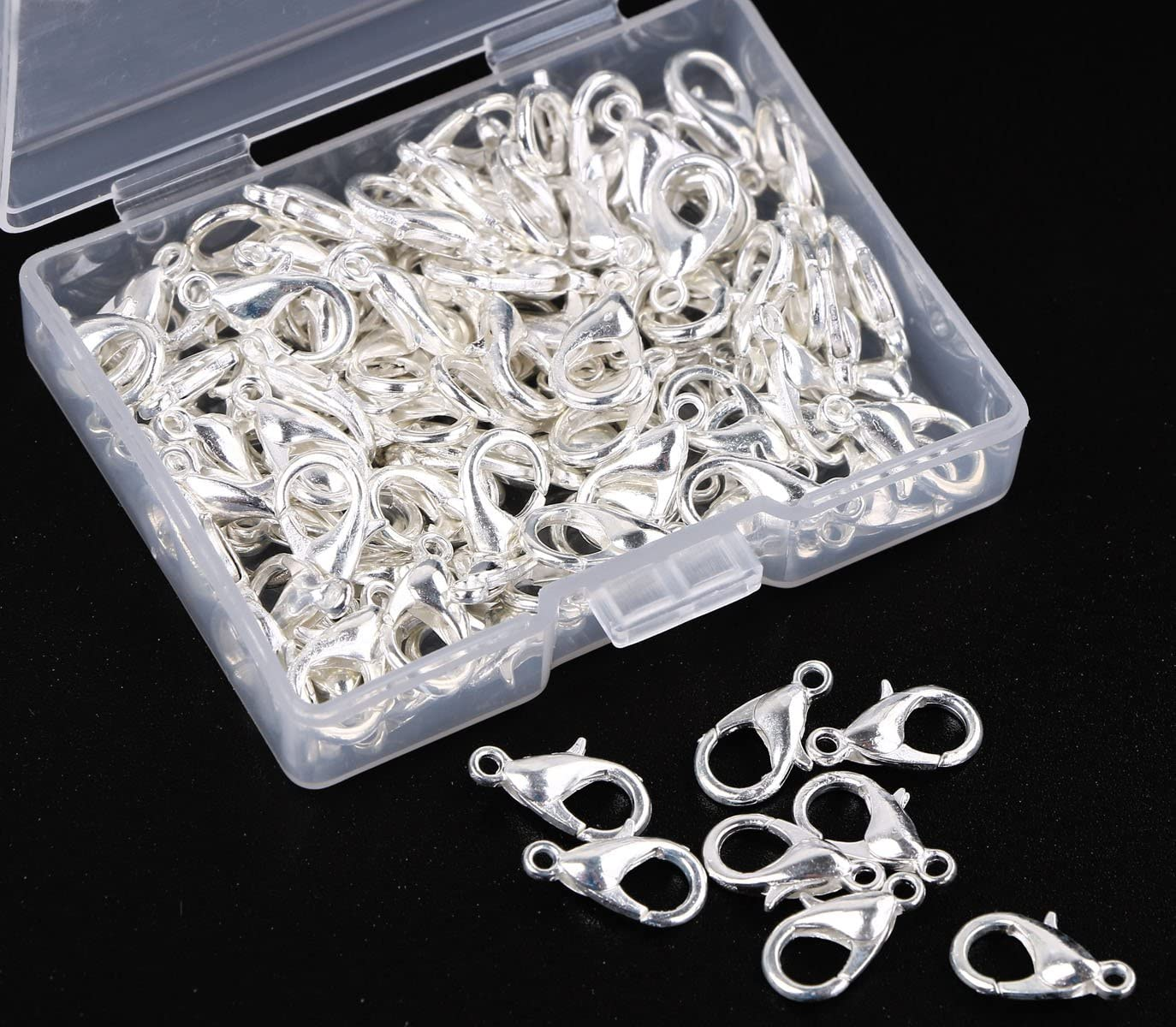 Shapenty Small Metal Alloy Lobster Claw Clasps Clip DIY Necklace Jewelry Finding Making Accessories Fastener Hook 12Mmx6Mm 100PCS (Silver) - Gold image number 6