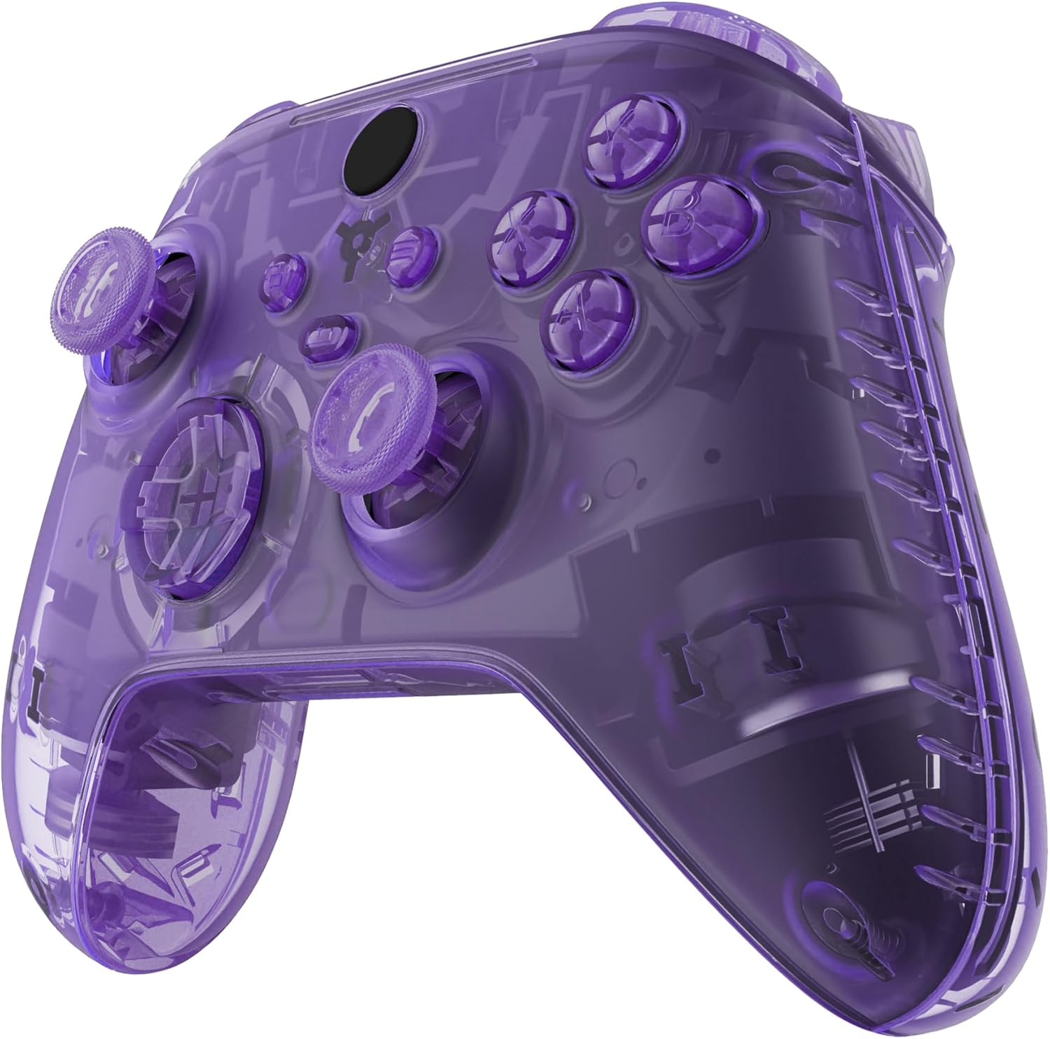 Extremerate Clear Atomic Purple Controller Full Set Housing Shell Case W/Buttons for Xbox Series X/S, Custom Replacement Side Rails Front Back Plate Cover for Xbox Series S & Xbox Series X Controller - Clear image number 7
