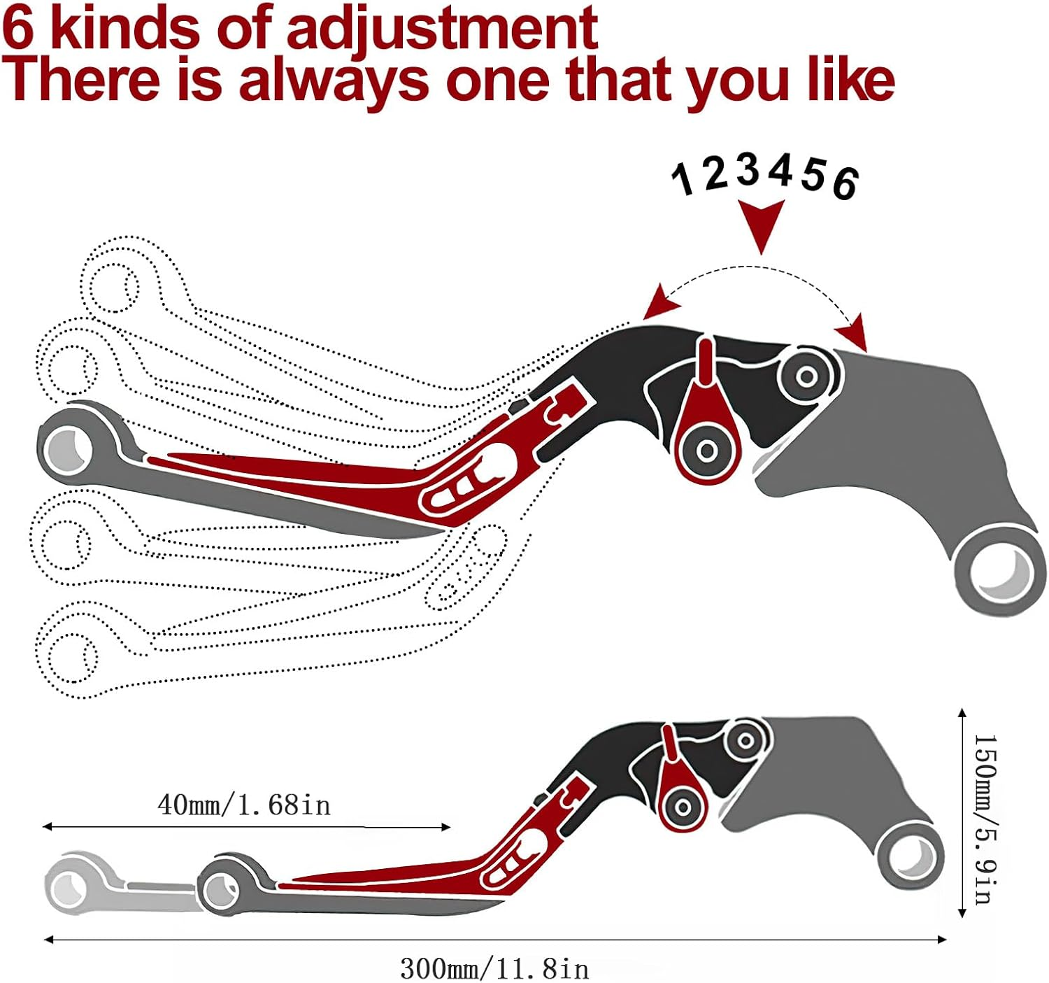 XIDAODIT Motorcycle Clutch Lever Adjustable Handlebars Brake and Clutch Levers Set for Suzuki GSXR 600 GSXR 750 GSXR 1000 （Red） - Red image number 4