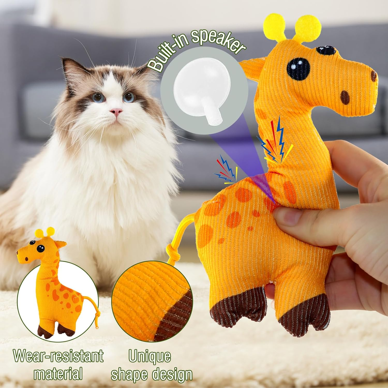 Catnip Toy,3Pcs Cat Chew Toys,Bite Resistant Catnip Toys with Soft PP Cotton and Crinkle Paper Inside,Interactive Cat Feather Toy for Indoor Cats and Kitten image number 4