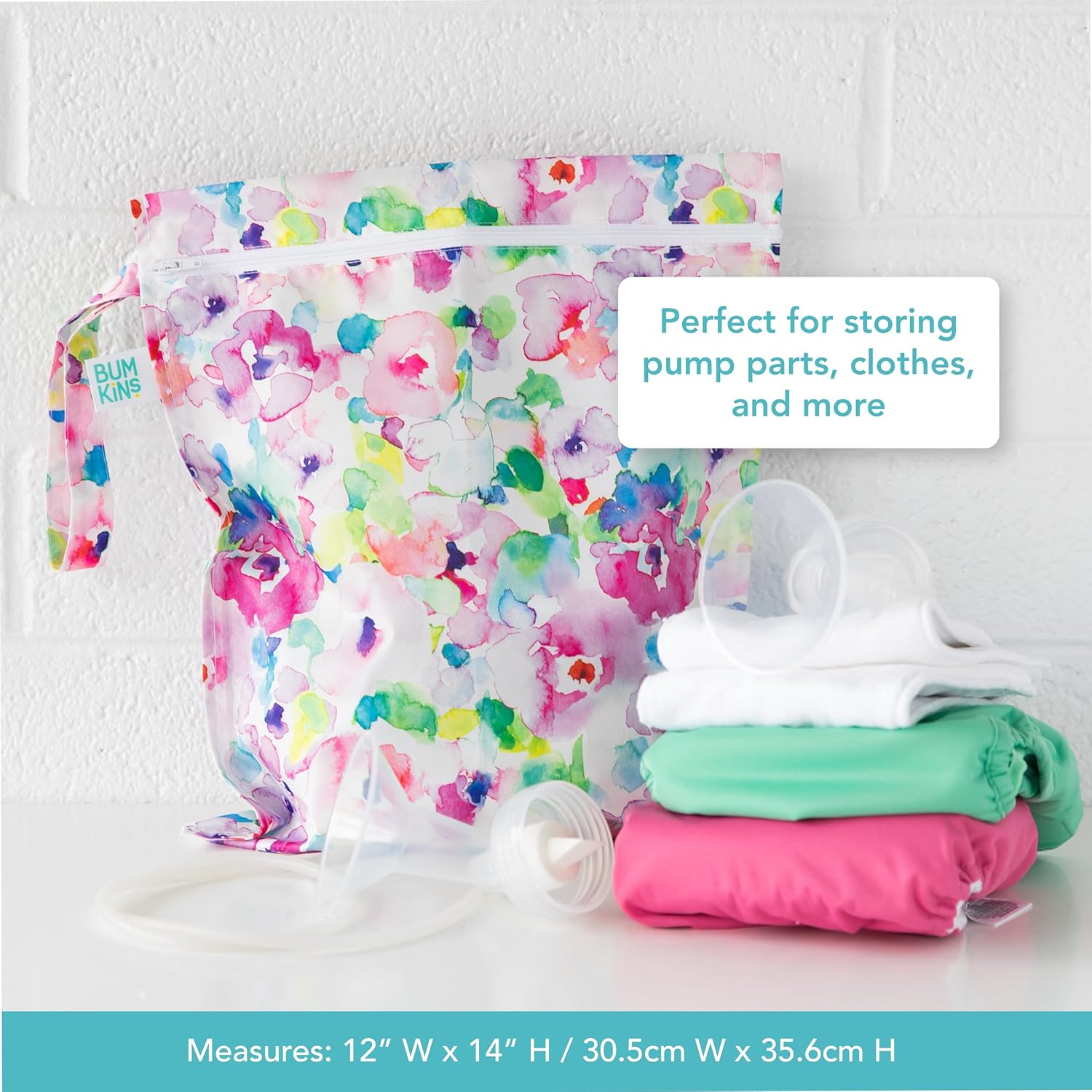 Bumkins Waterproof Wet Bags for Baby, Travel, Swimsuit, Cloth Diapers, Pump Parts, Gym Clothes, Toiletries, Strap to Stroller, Zipper Reusable Bag, Packing Pouch image number 4