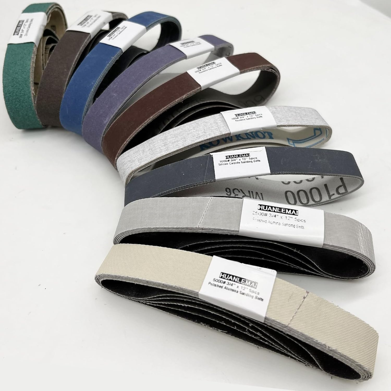 45 Pcs 3/4" X 12" Replacement Sanding Belt Kit for Work Sharp Knife & Tool Sharpener Ken Onion Edition (WSKTS-KO), 80/120/240/400/600/800/1000/2500/5000 Grits