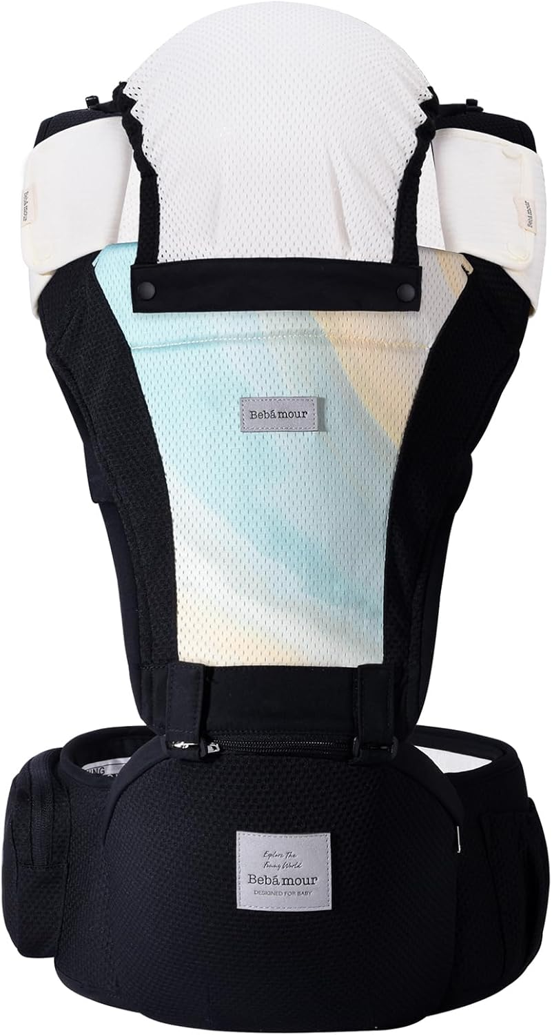 Bebamour Mesh Newborn Baby Carrier Front and Back Carry Baby Newborns to Toddler Baby Hip Carrier (Black) image number 2