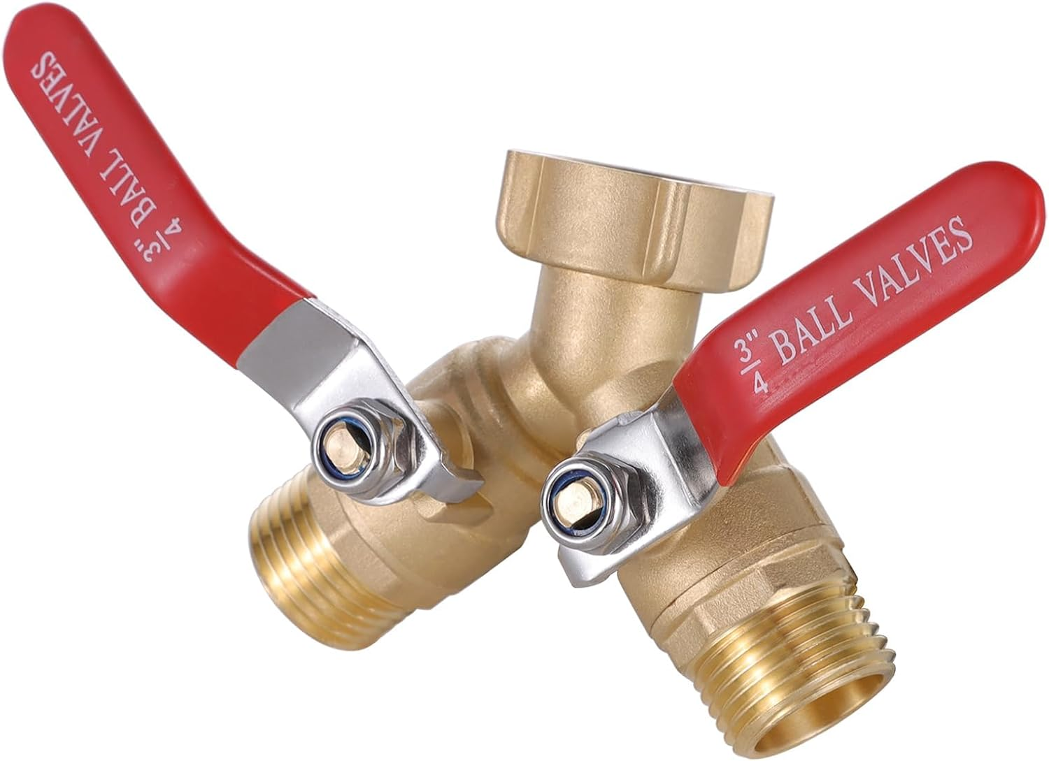 Solid Brass 2 Way Garden Hose Splitter, Full Flow Design with Dual Shut off Valves, Heavy Duty Faucet Connector 3/4" GHT Threads​ image number 5